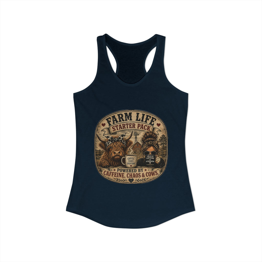 Farm Life Highland Cow Women's Ideal Racerback Tank