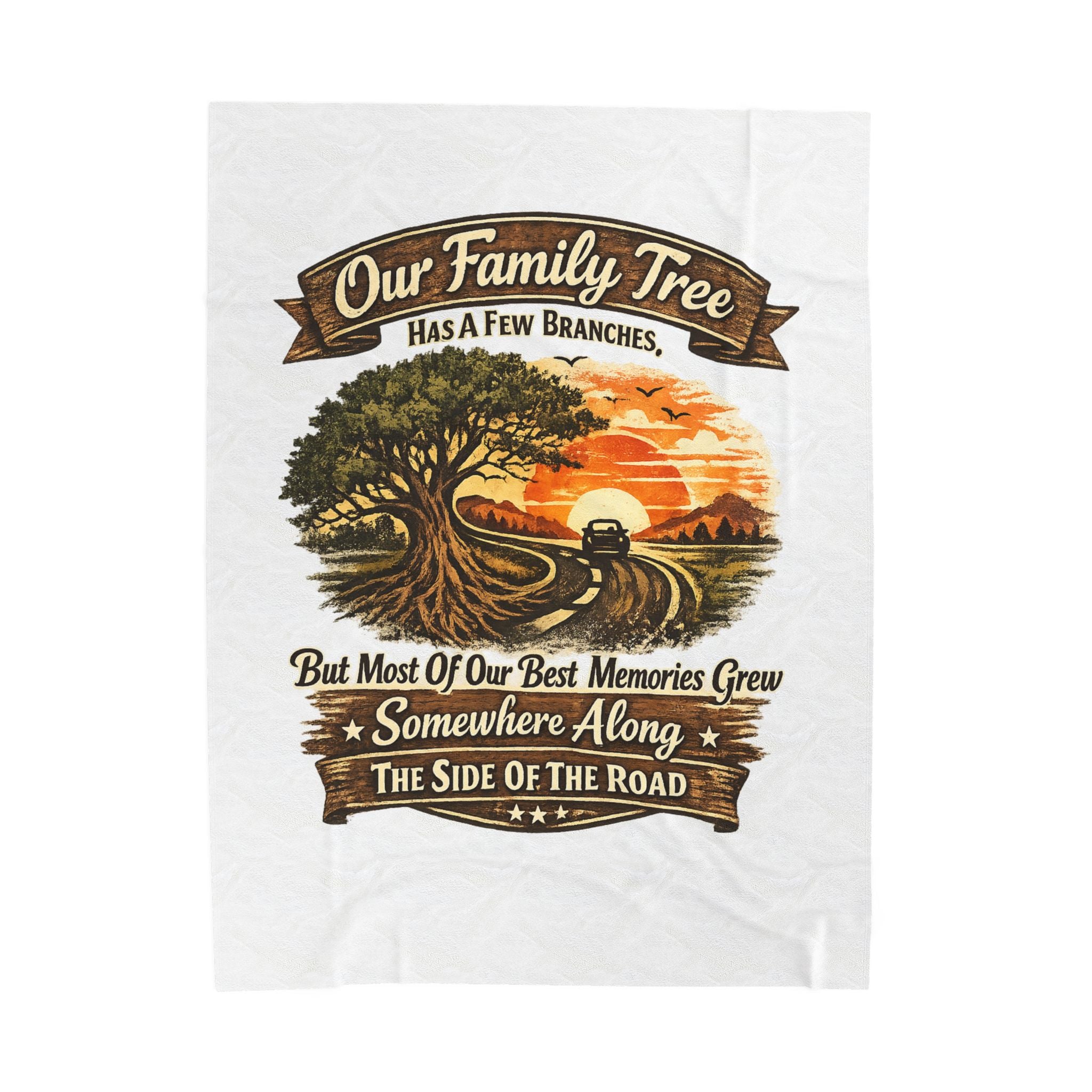 "Our Family Tree Has A Few Branches" Cozy Throw — Family Road Trip Velveteen Blanket