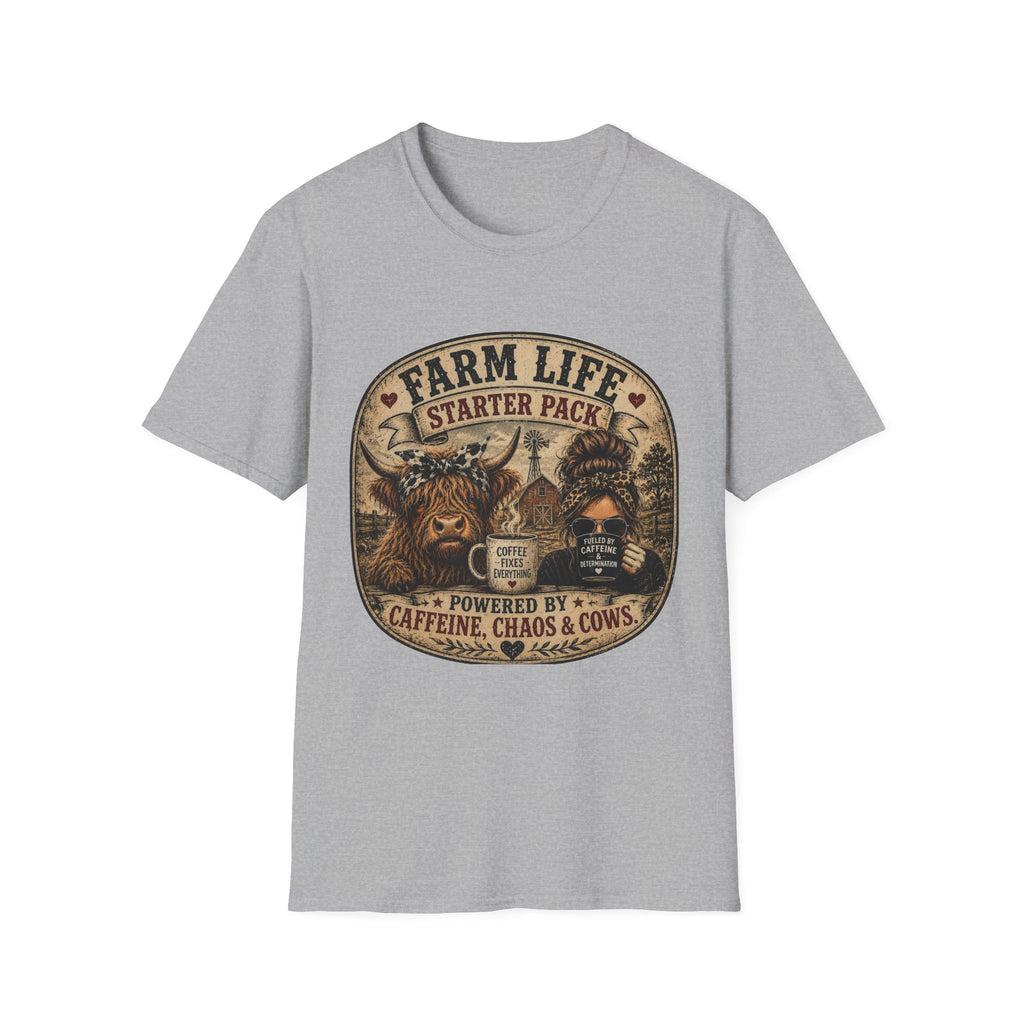 Farm Life Highland Cow Unisex Softstyle T-Shirt