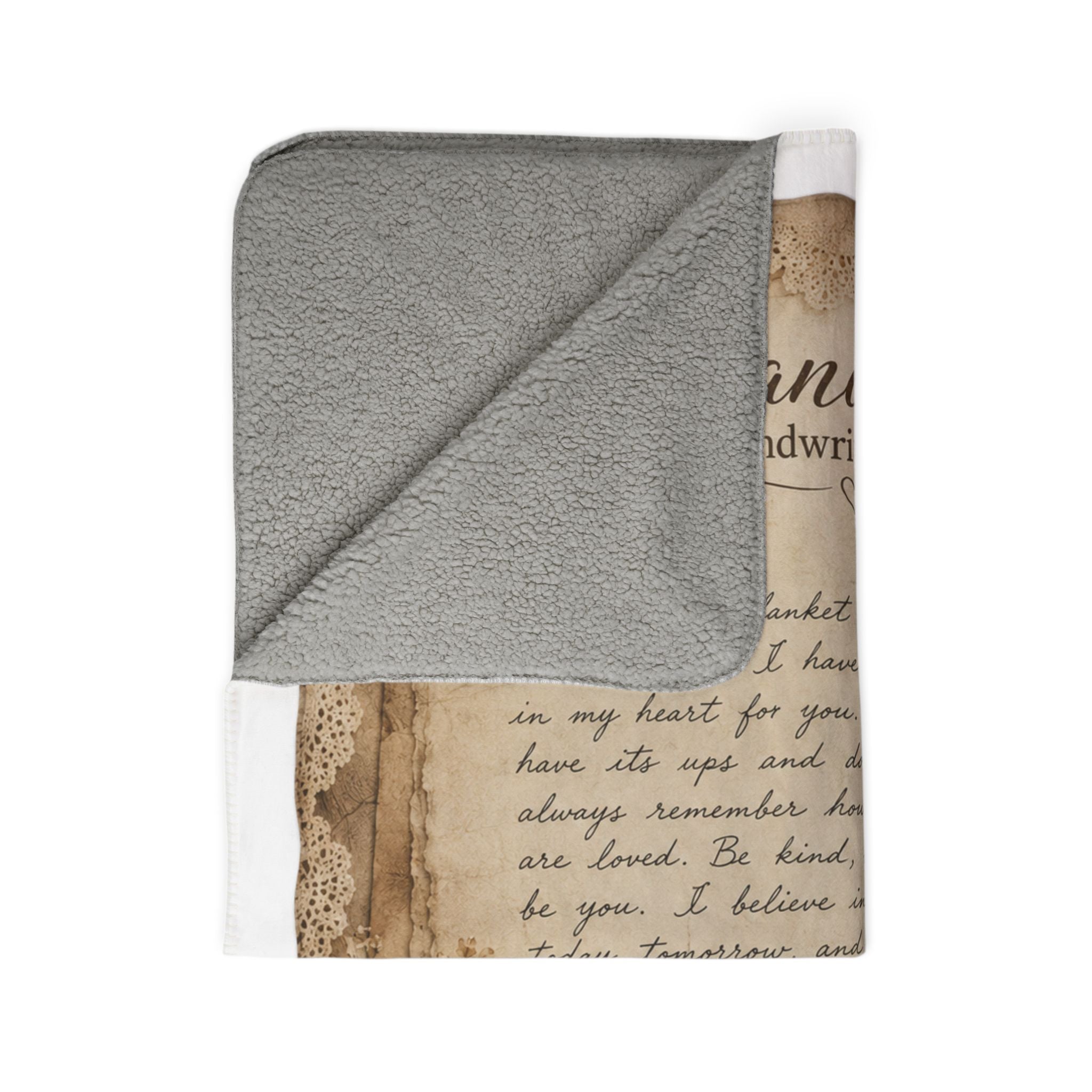 Grandma’s Handwritten Letter Fleece Sherpa Blanket — Vintage Floral Keepsake