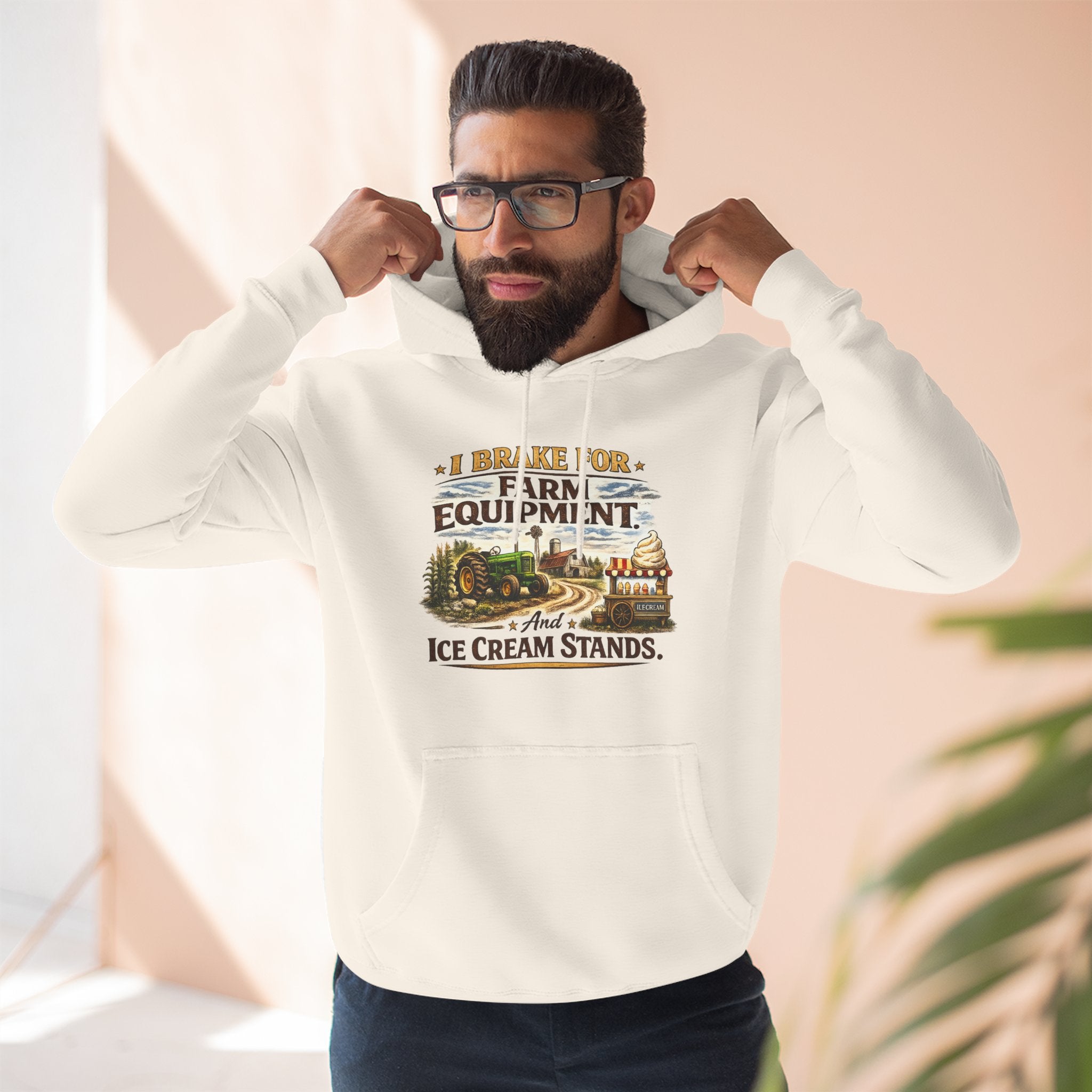 Farm Equipment & Ice Cream Stands Hoodie - Vintage Country Farming Graphic Hoodie