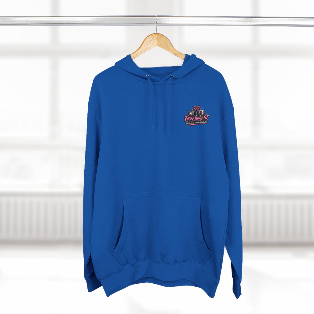Let's Get Naked Jeep (design on front and back) Three-Panel Fleece Hoodie
