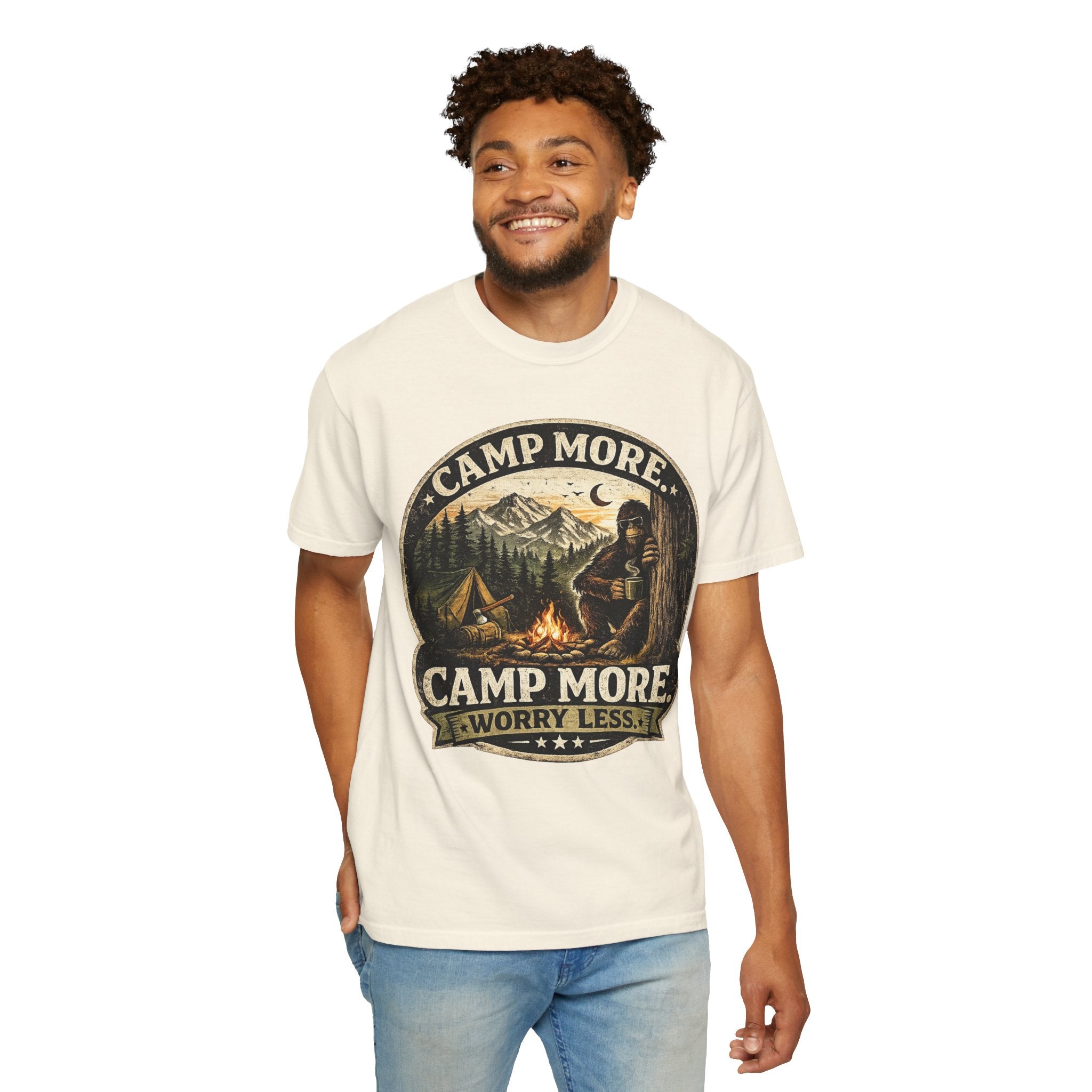Camp More Worry Less Bigfoot T-shirt