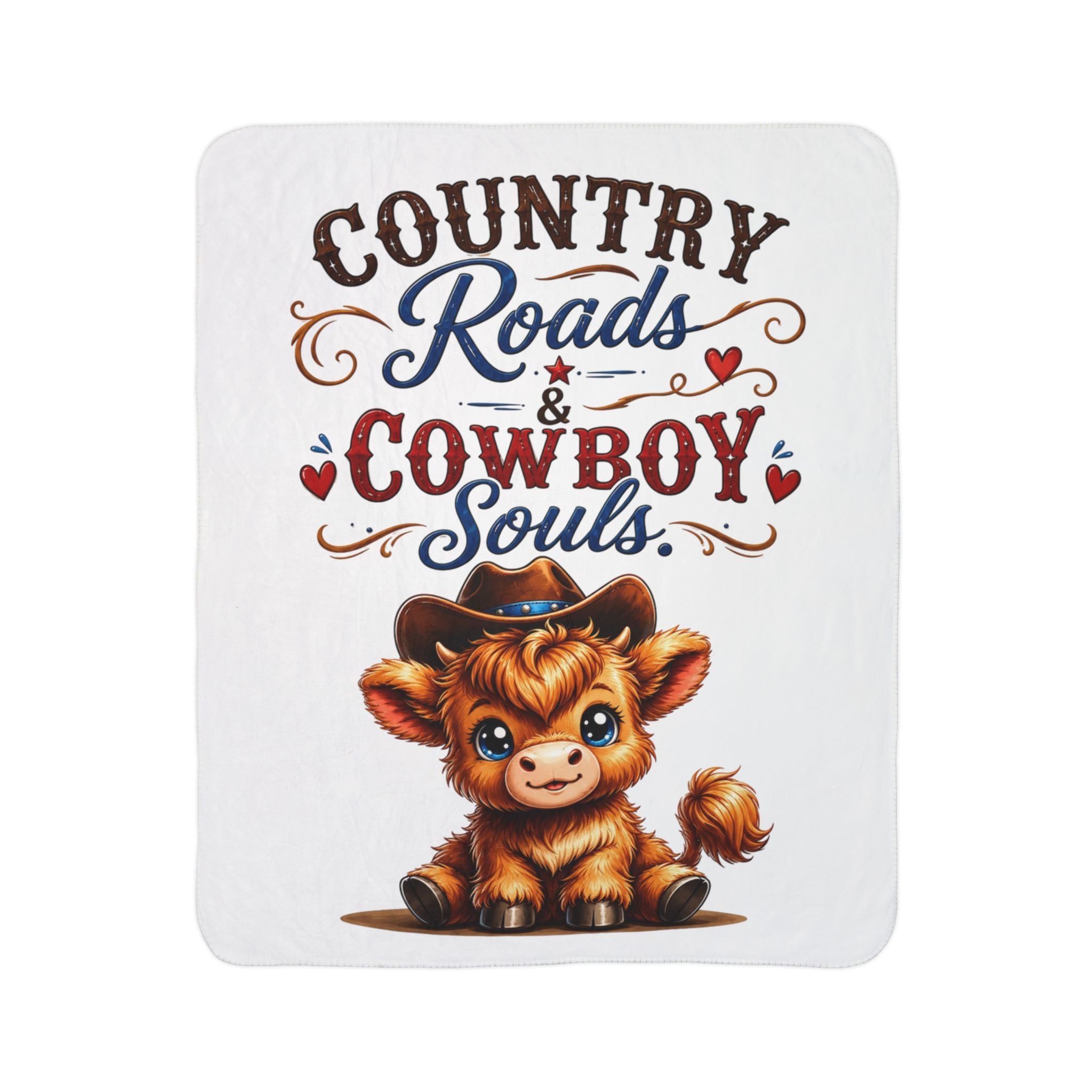 Country Roads & Cowboy Souls Highland Cows Fleece Sherpa Blanket