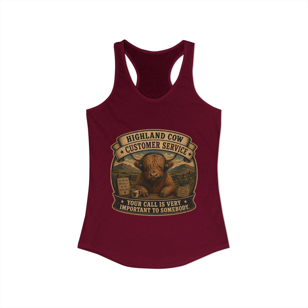 Highland Cow Customer Service Women's Ideal Racerback Tank