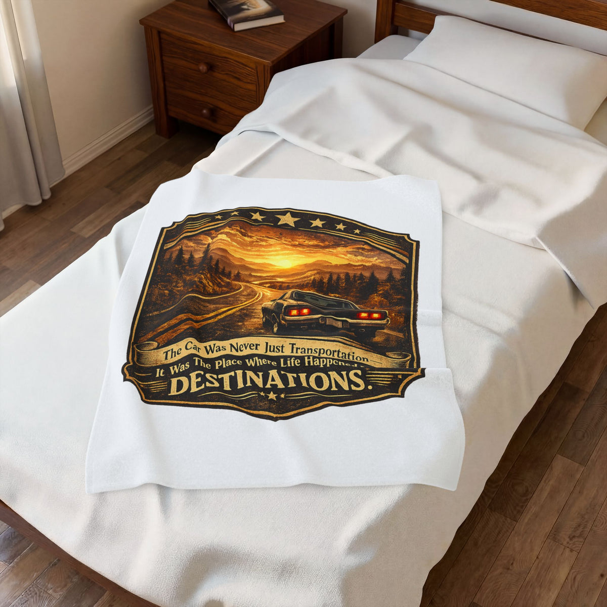 "The Car Was Never Just Transportation... It Was The Place Where Life Happened Between Destinations" — Road Trip Velveteen Plush Blanket