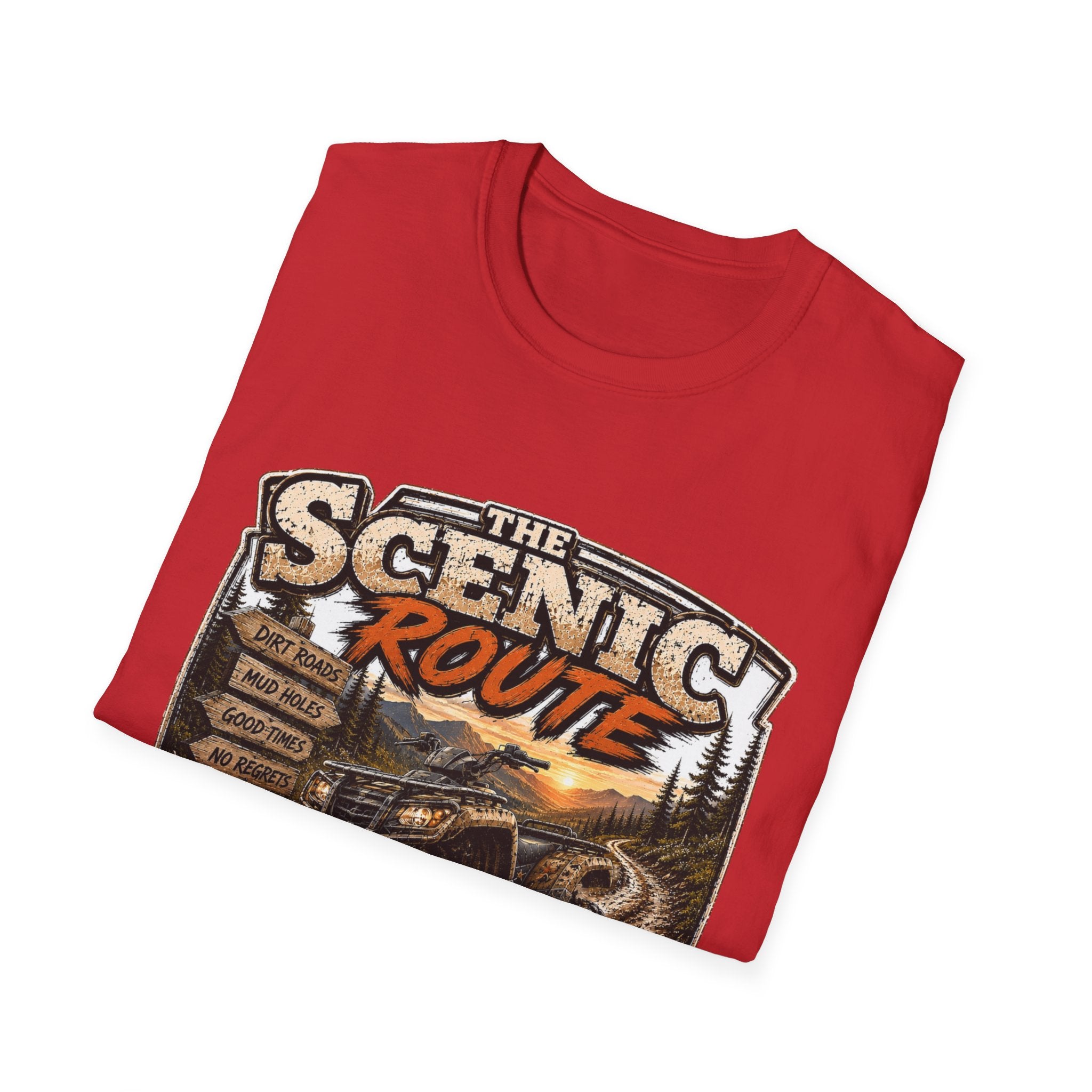 Scenic Route T-Shirt — 'Life’s Too Short to Stay on the Main Trail' Off‑Road Adventure Tee