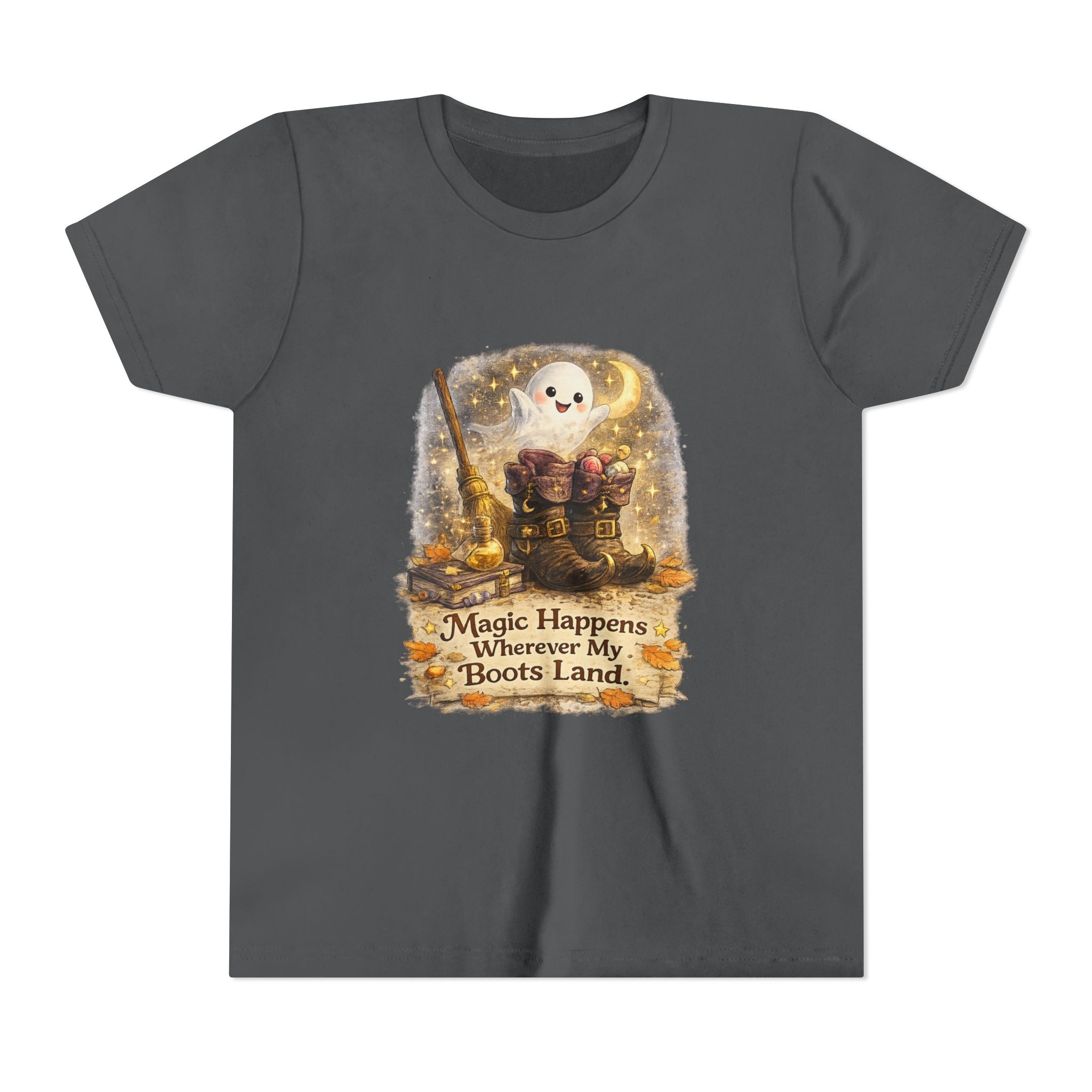 "Magic Happens Wherever My Boots Land" Ghost & Boots Graphic — Youth Tee