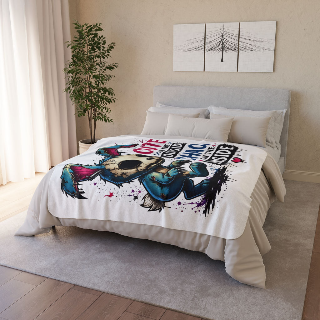 Cute on the Outside Chaos on the Inside Scary Bunny Fleece Sherpa Blanket