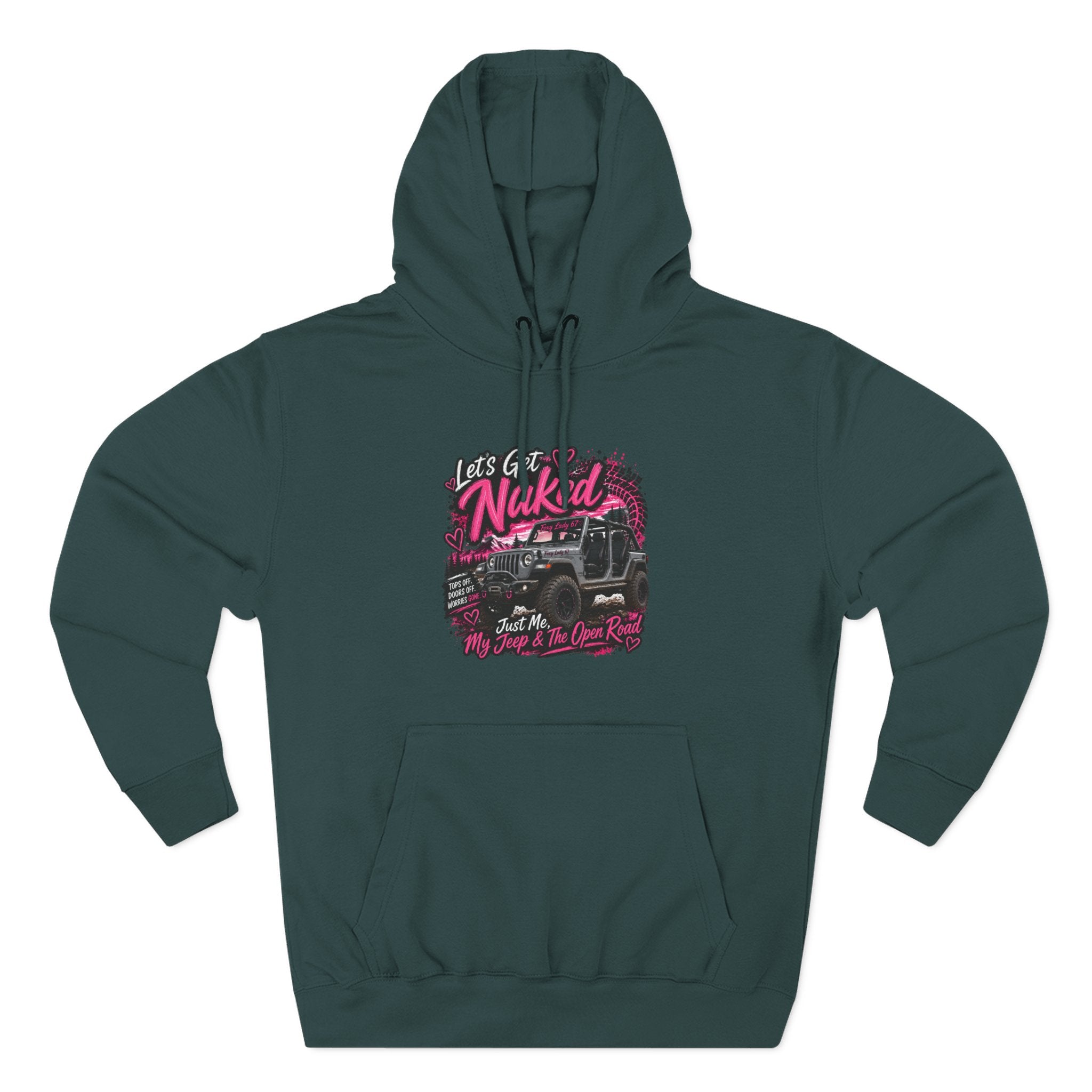 Jeep 'Let's Get Naked' Graphic Hoodie — (Pink) Off-Road Adventure Pullover