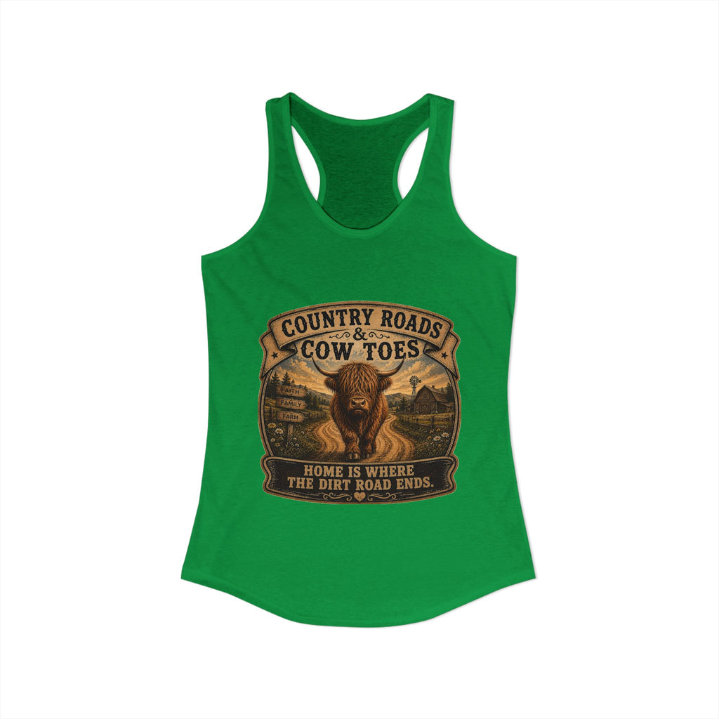 Country Roads & Cow Toes Women's Ideal Racerback Tank
