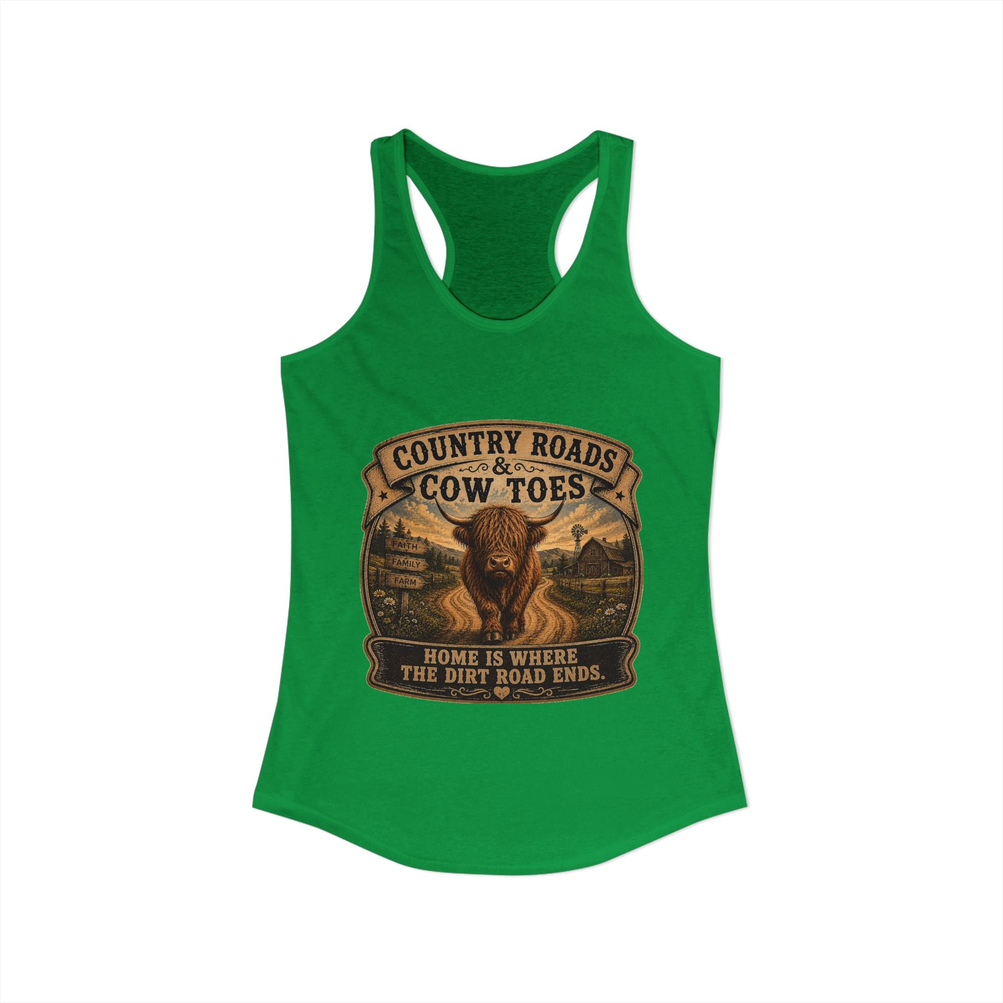 Country Roads & Cow Toes Women's Ideal Racerback Tank