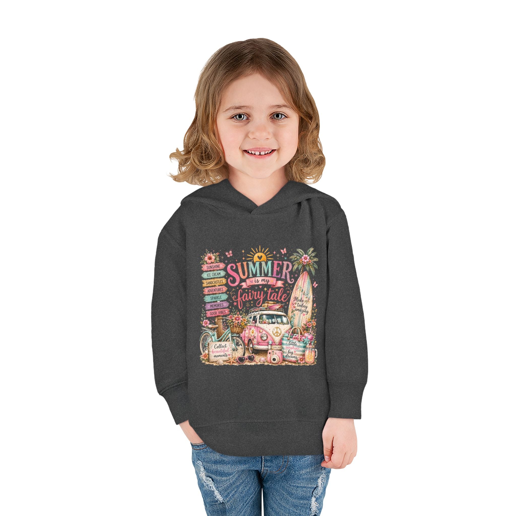 "Summer Is My Favorite Fairy Tale" Cute Beach Camper Pullover – Toddler Hoodie