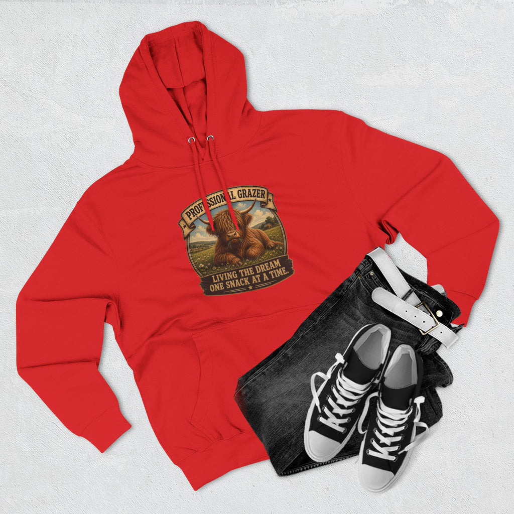 Professional Grazer Highland Cow Three-Panel Fleece Hoodie