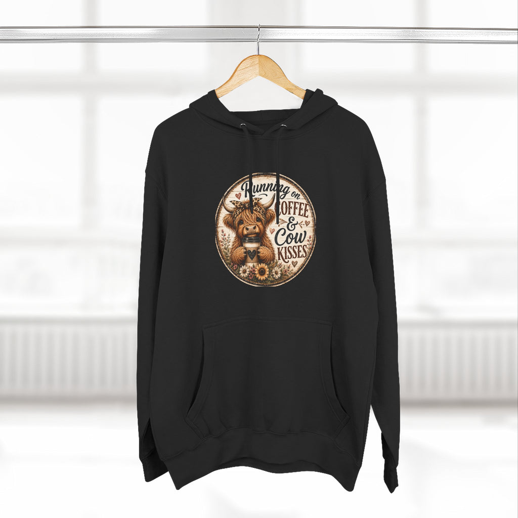 Running on Coffee & Cow Kisses Three-Panel Fleece Hoodie