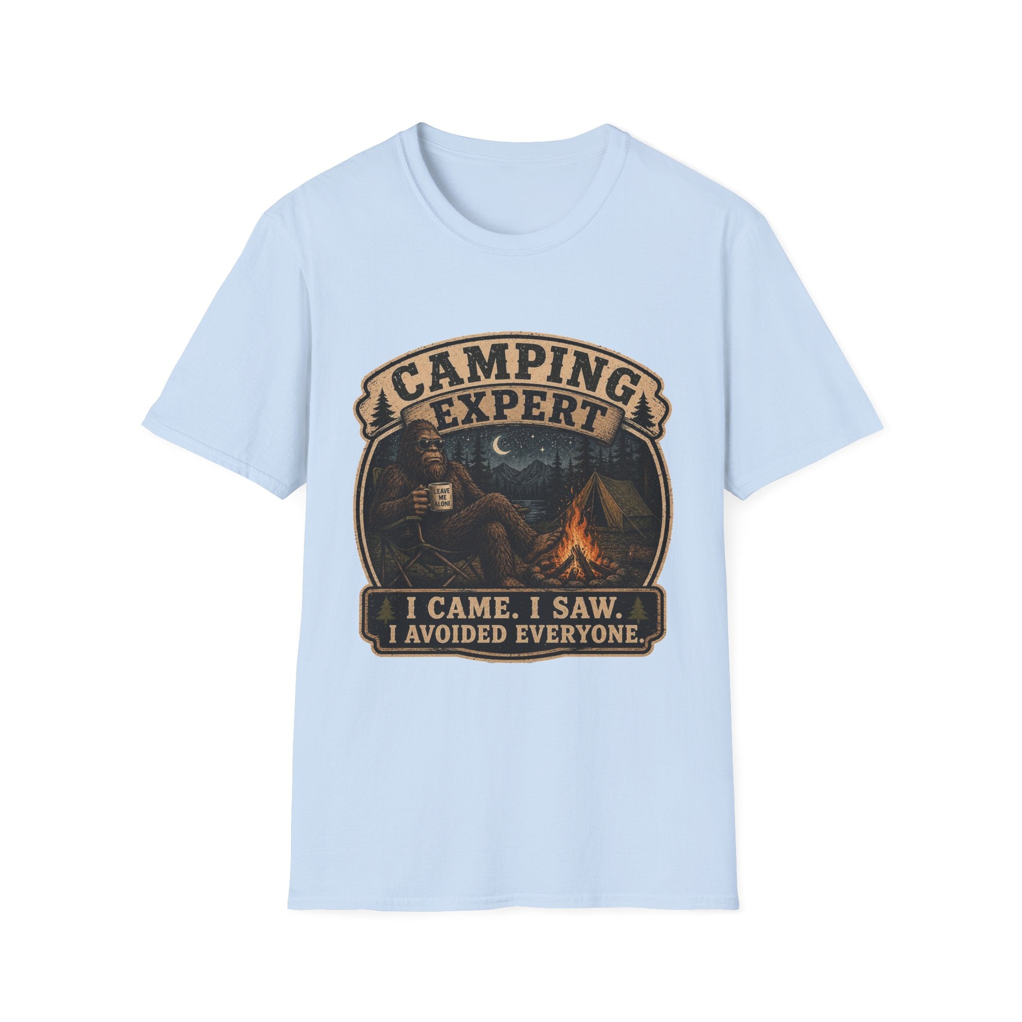 Camping Expert T-Shirt — “I Came. I Saw. I Avoided Everyone.” Outdoorsy Campfire Tee