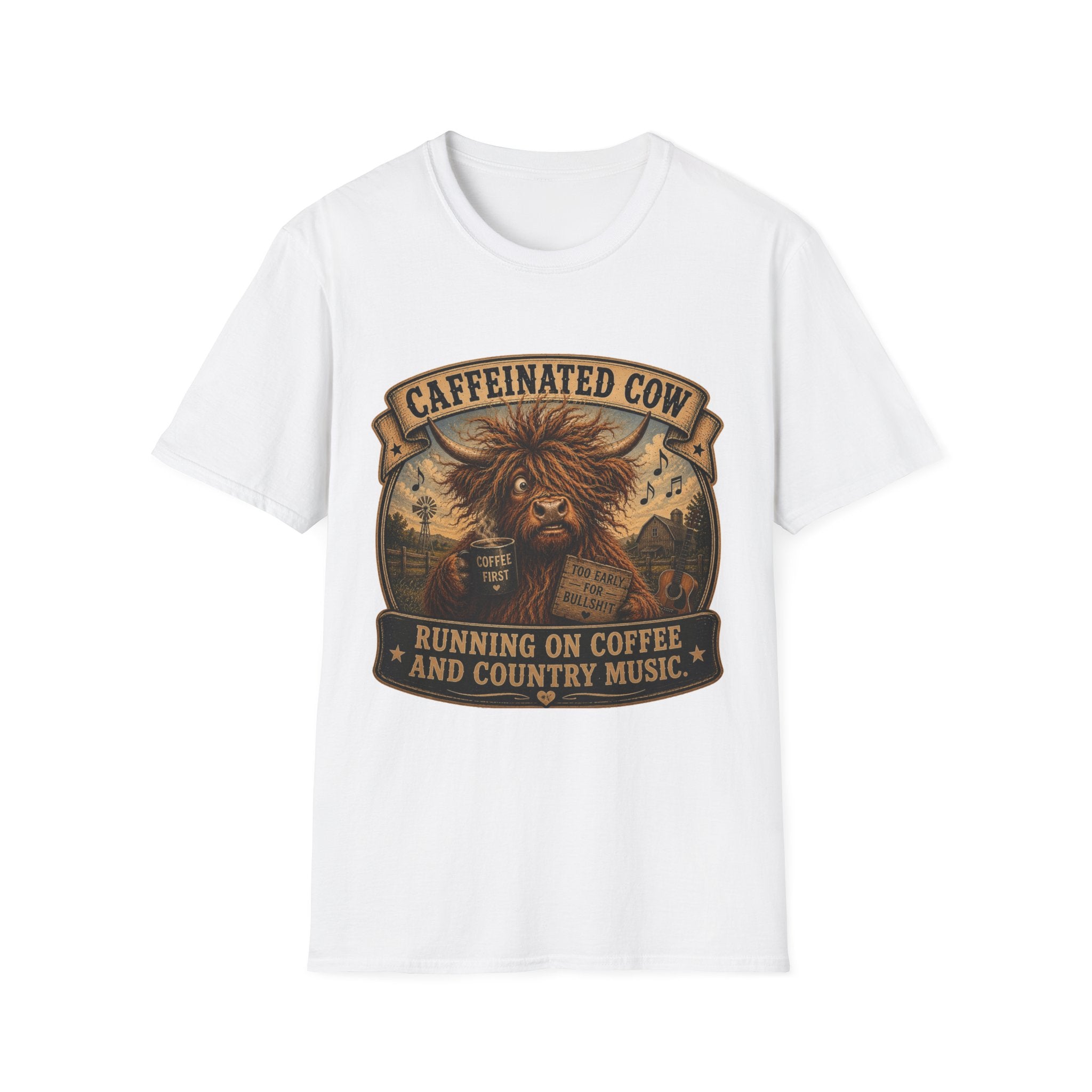Caffeinated Cow Unisex Softstyle T-Shirt
