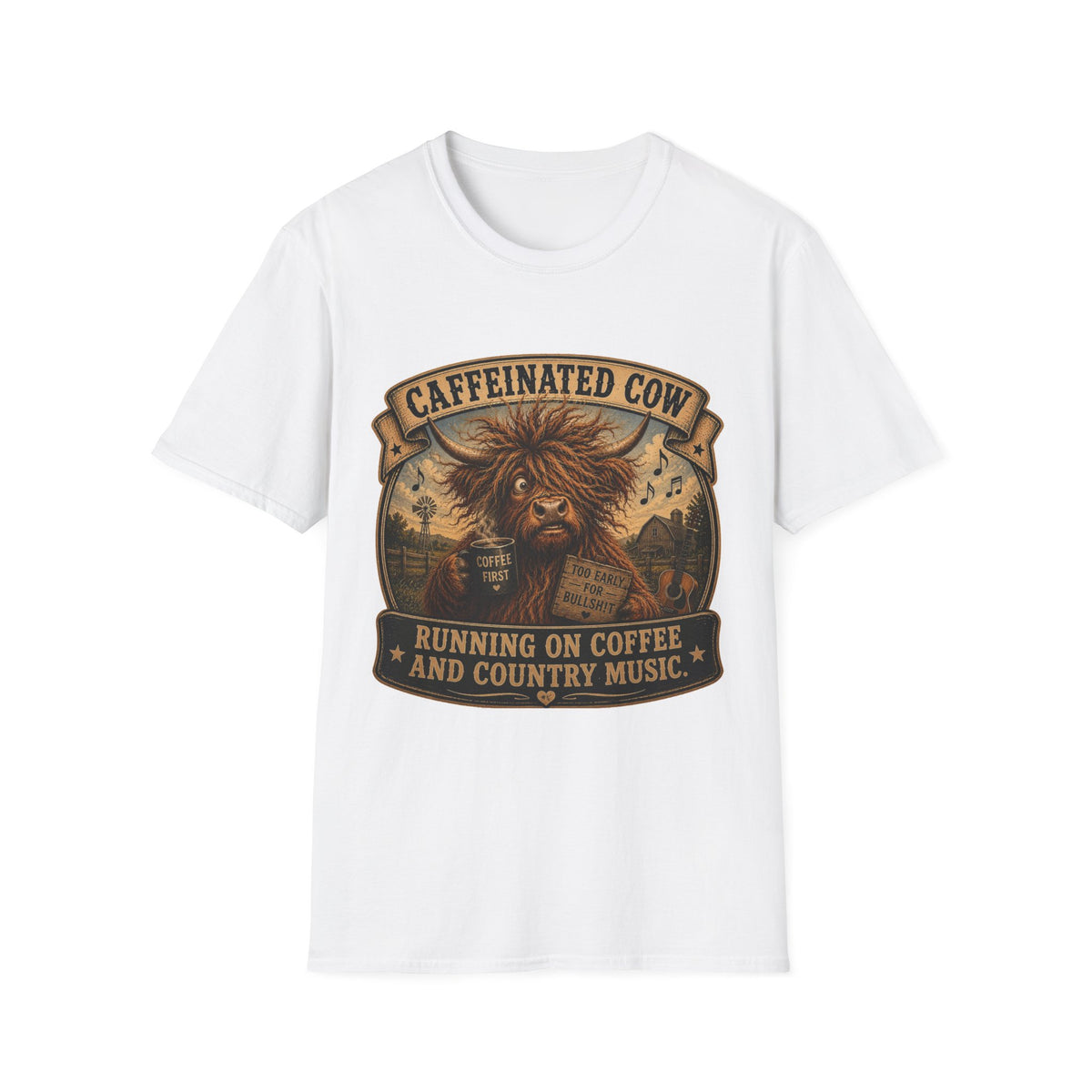 Caffeinated Cow Unisex Softstyle T-Shirt