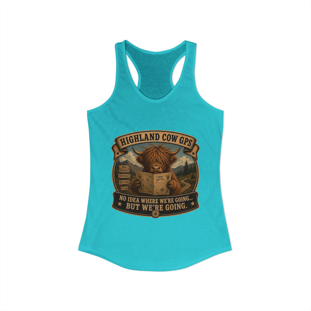 Highland Cow GPS Women's Ideal Racerback Tank