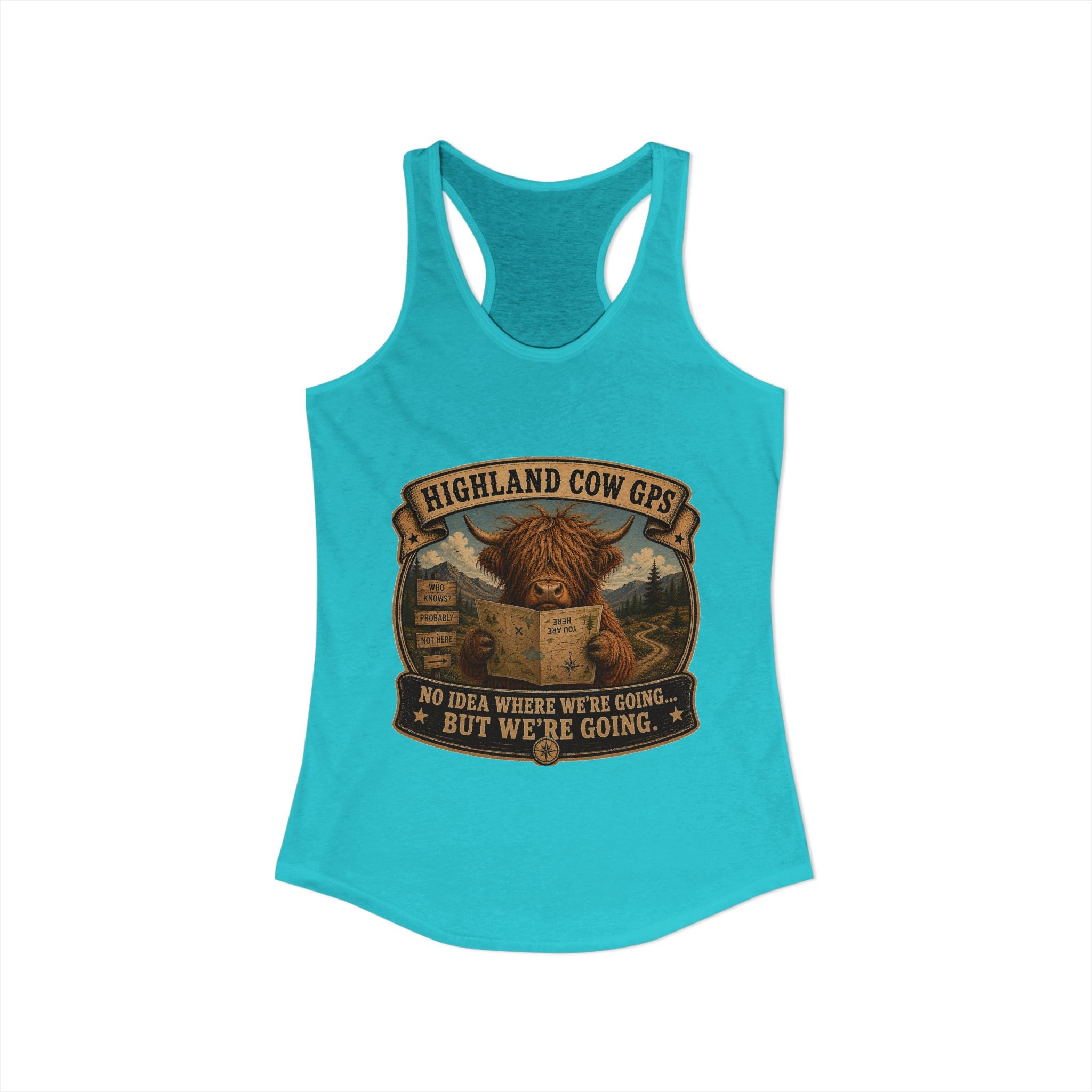 Highland Cow GPS Women's Ideal Racerback Tank