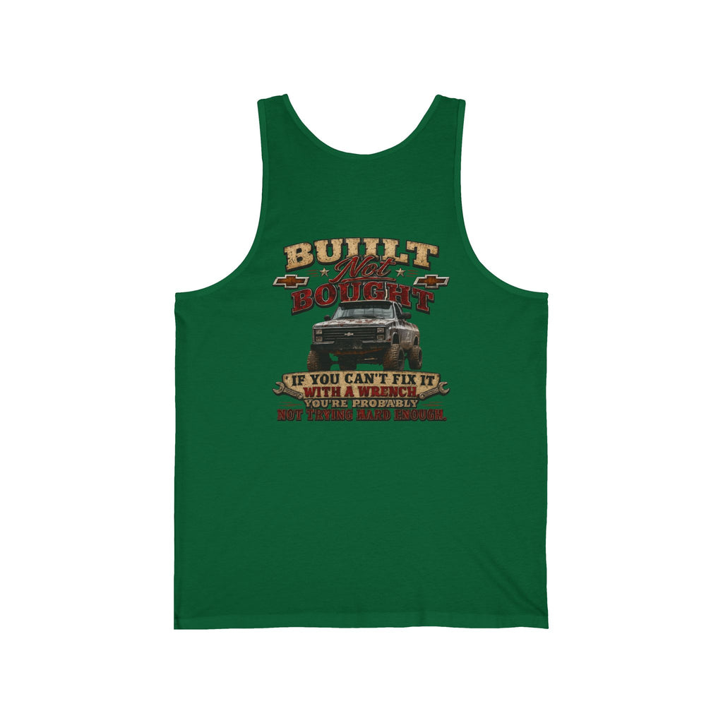 Truck Mechanic Tank Top — "Built Not Bought" Vintage Semi-Truck Graphic