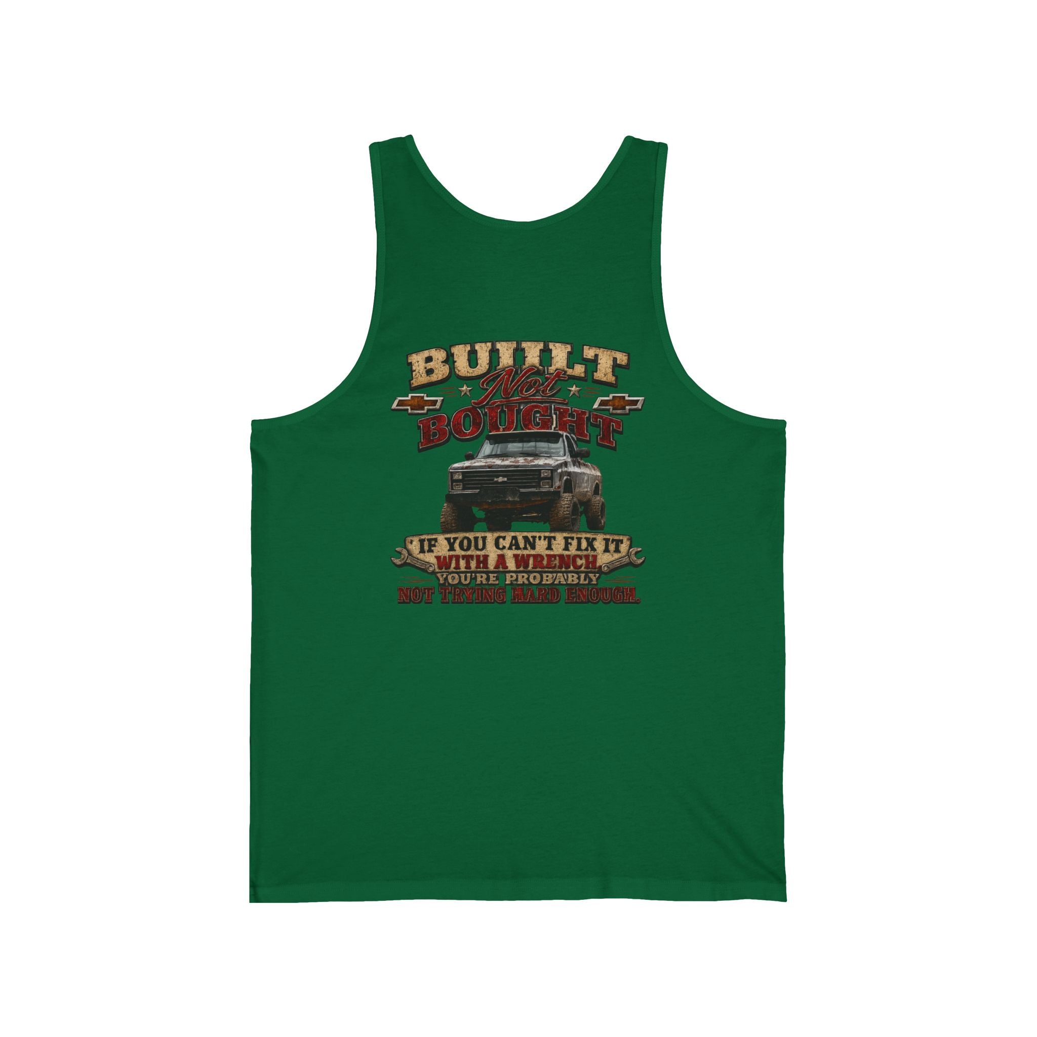 Truck Mechanic Tank Top — "Built Not Bought" Vintage Semi-Truck Graphic