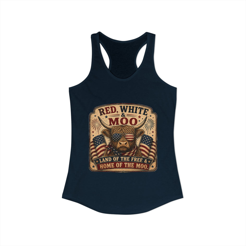 Red, White, & Moo Women's Ideal Racerback Tank