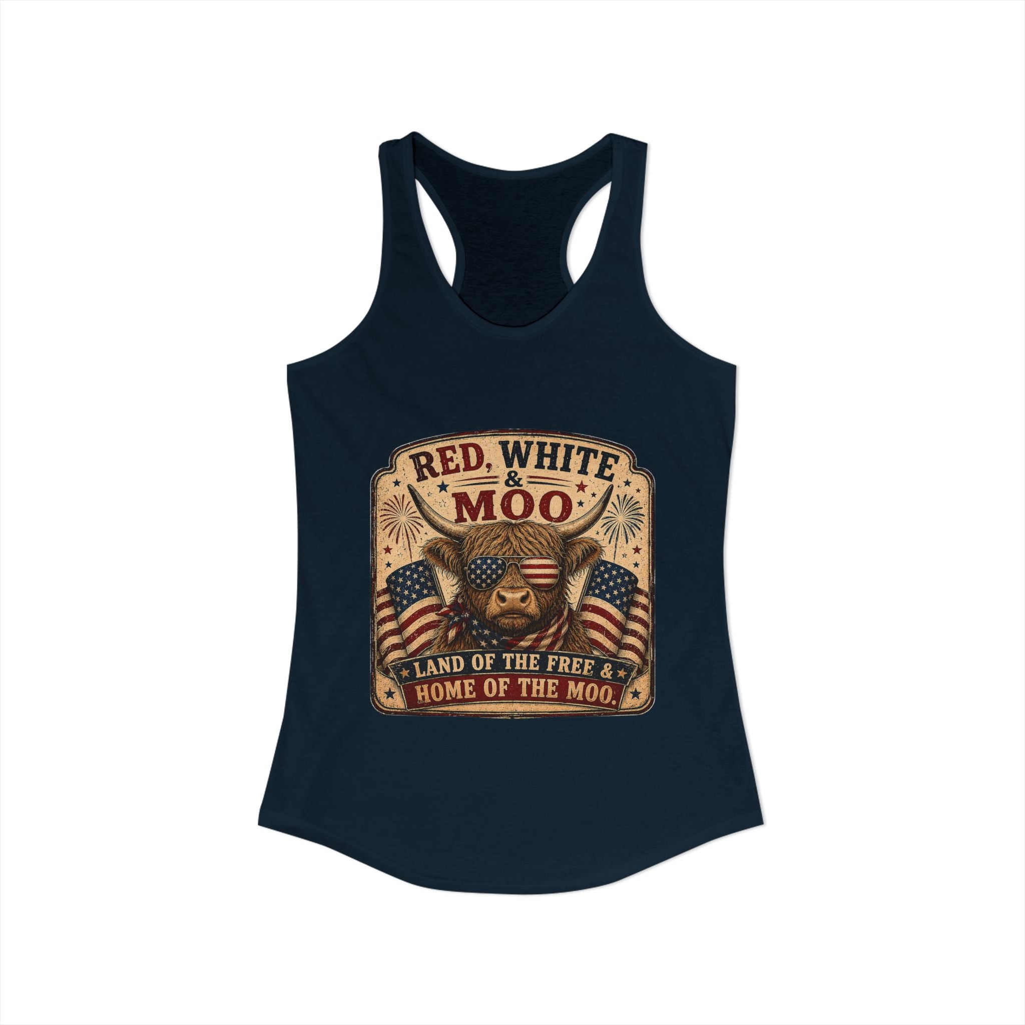 Red, White, & Moo Women's Ideal Racerback Tank
