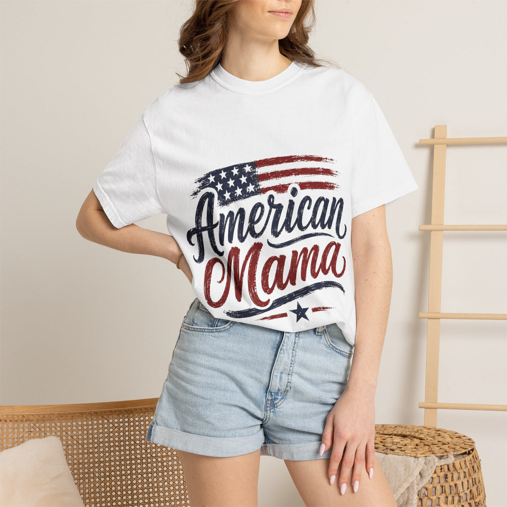 American Mama T-Shirt — Patriotic Flag Mom Tee for Mother’s Day & 4th of July