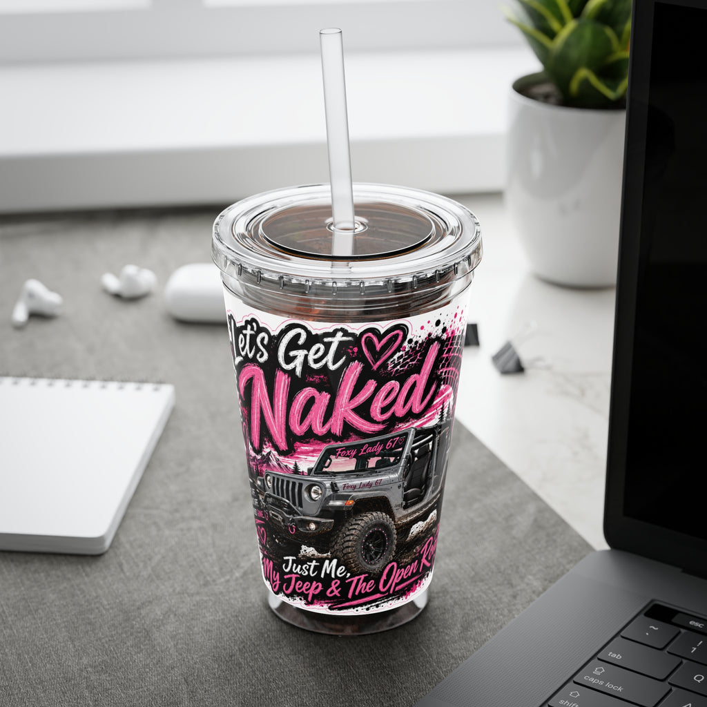 “Let’s Get Naked” Jeep Off‑Road — Straw Cup 16oz Tumbler