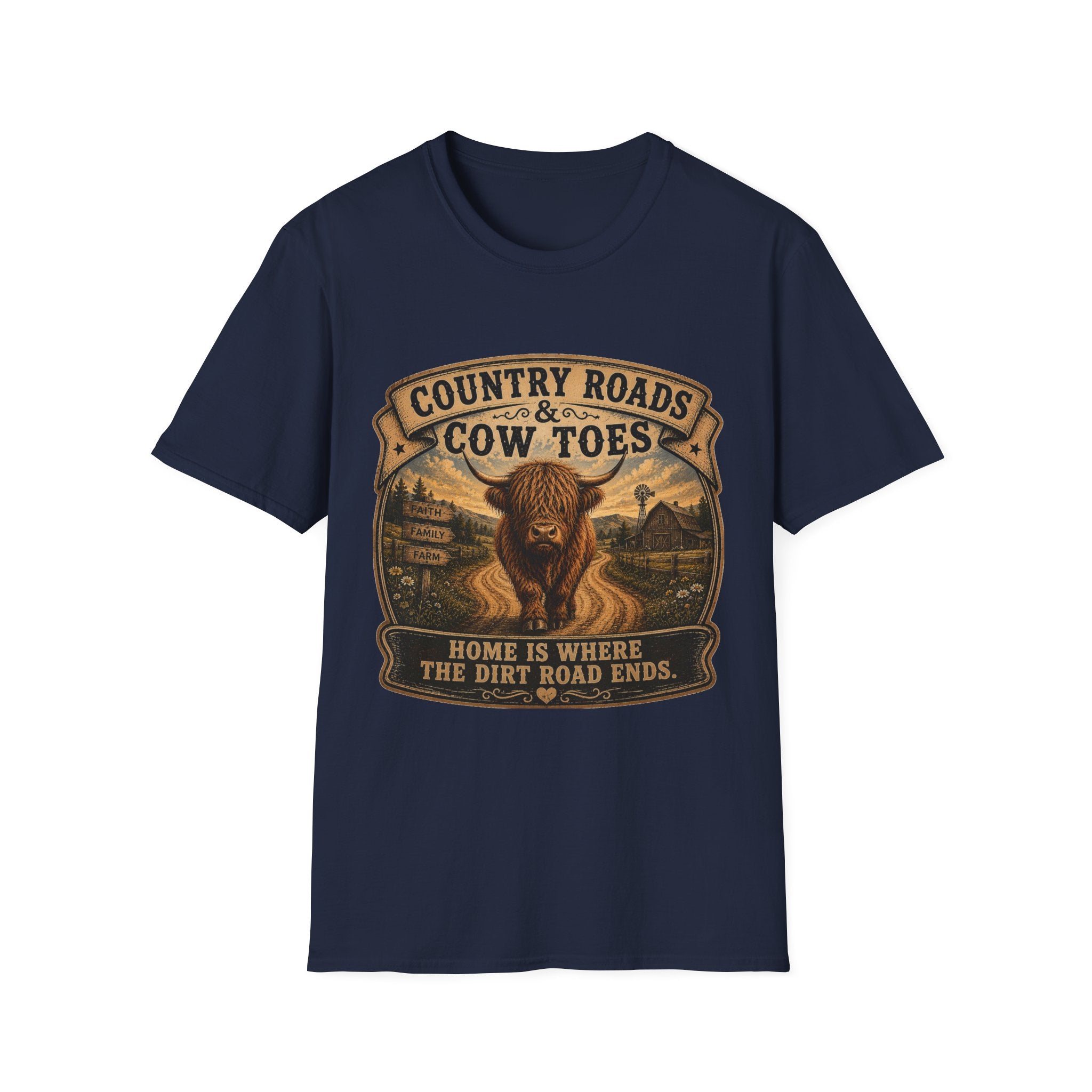 Country Roads Cow Toes Unisex Softstyle T-Shirt