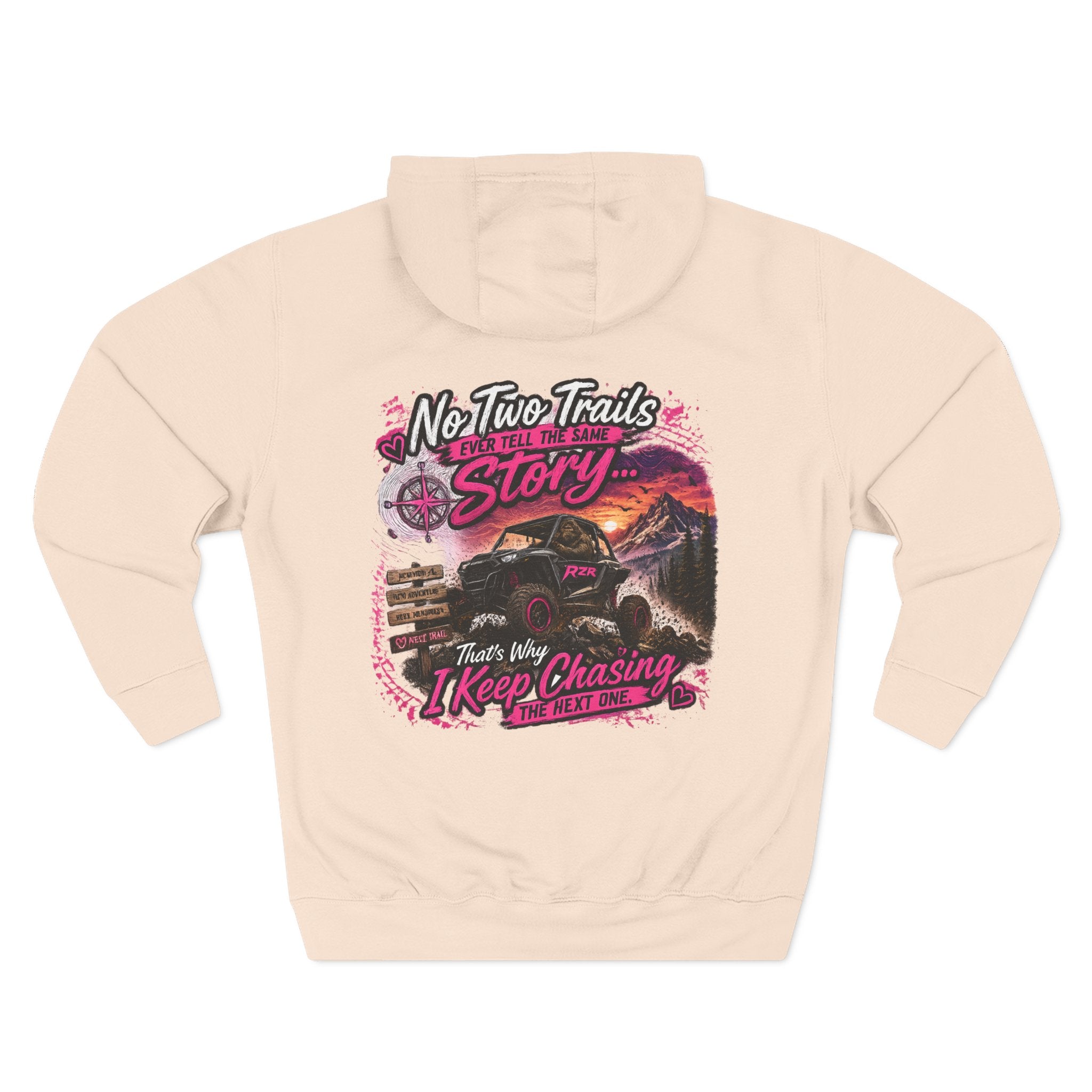 Adventure Off-Road Hoodie — "No Two Trails Ever Tell the Same Story" Graphic