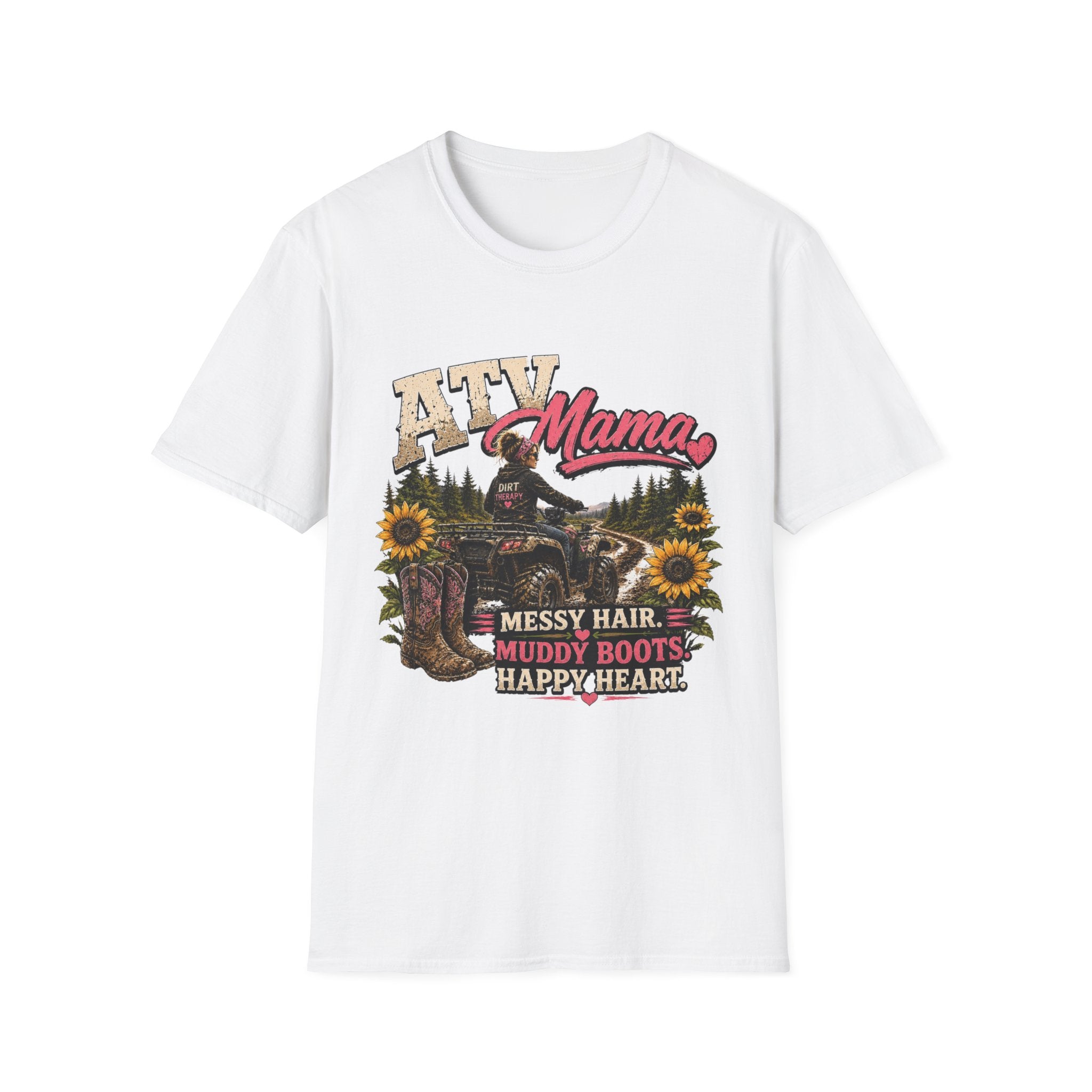 ATV Mama T-Shirt — Messy Hair, Muddy Boots Graphic Tee for Moms