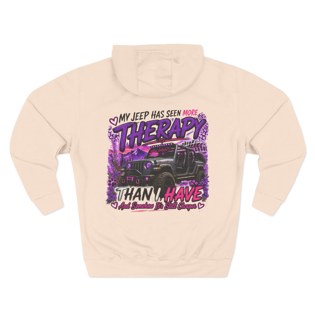 Jeep Therapy Hoodie - "My Jeep Has Seen More Therapy Than I Have" Off-Road Fleece Pullover