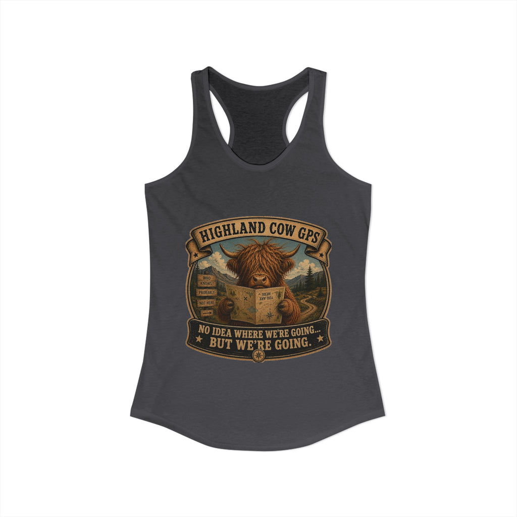Highland Cow GPS Women's Ideal Racerback Tank