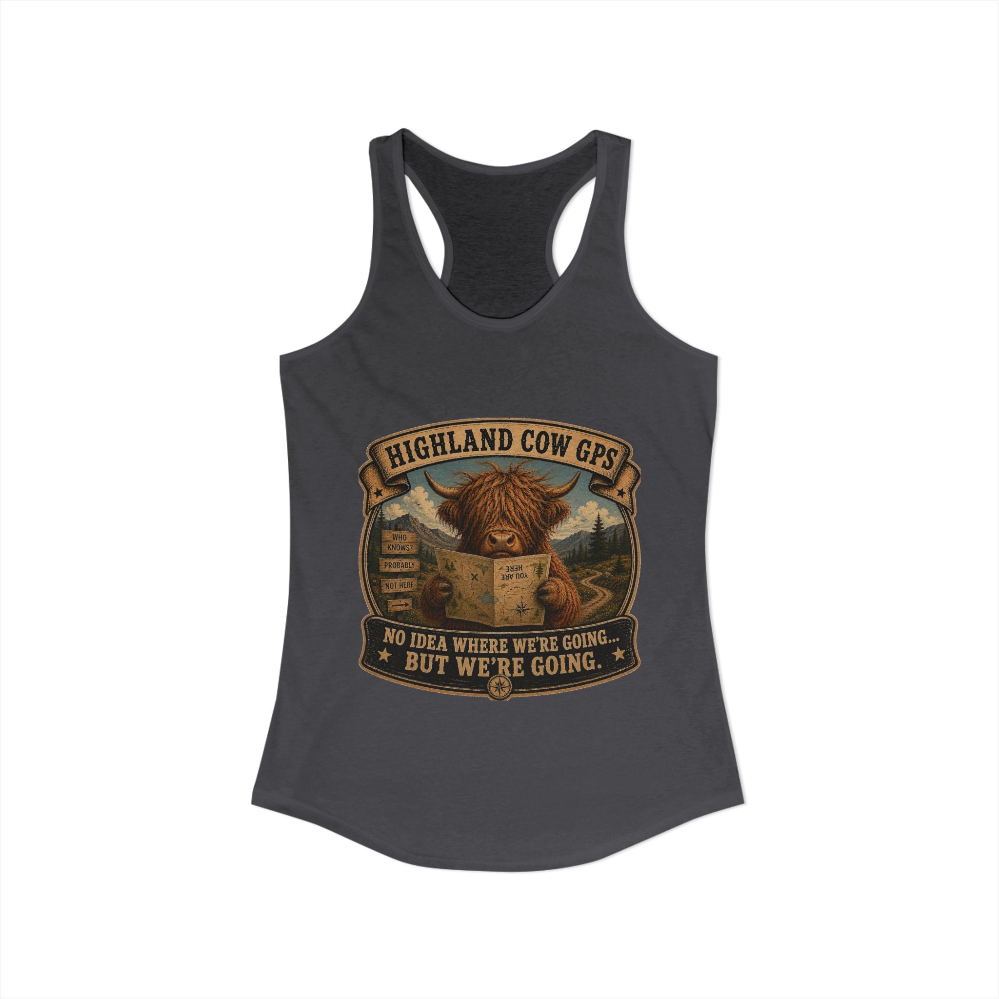 Highland Cow GPS Women's Ideal Racerback Tank