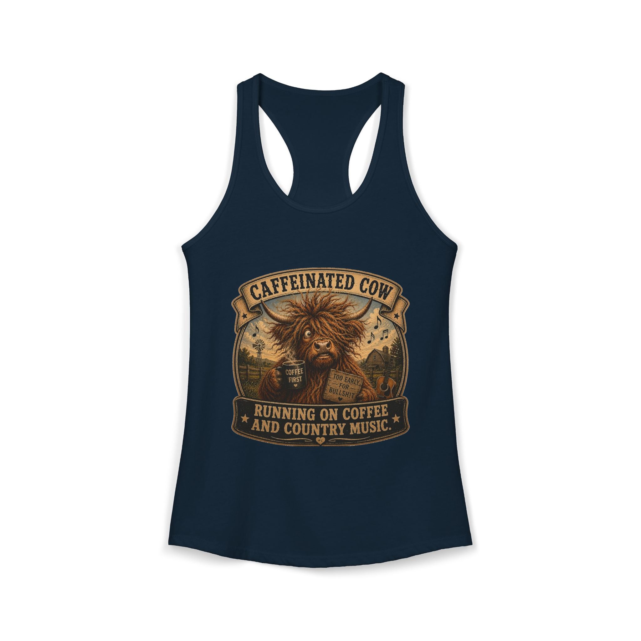 Caffeinated Cow Women's Ideal Racerback Tank