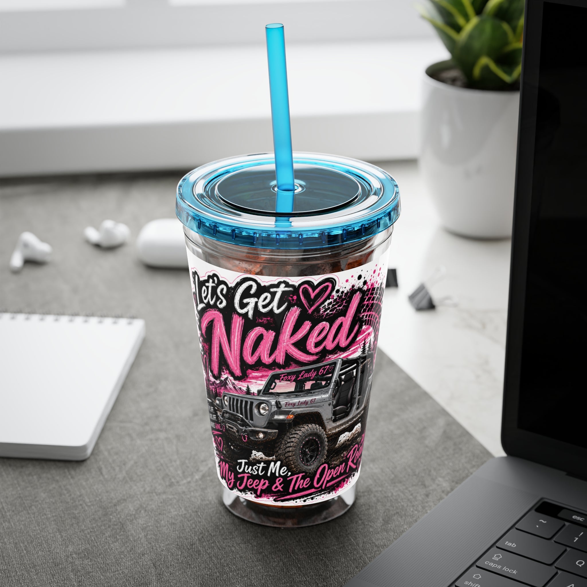 “Let’s Get Naked” Jeep Off‑Road — Straw Cup 16oz Tumbler