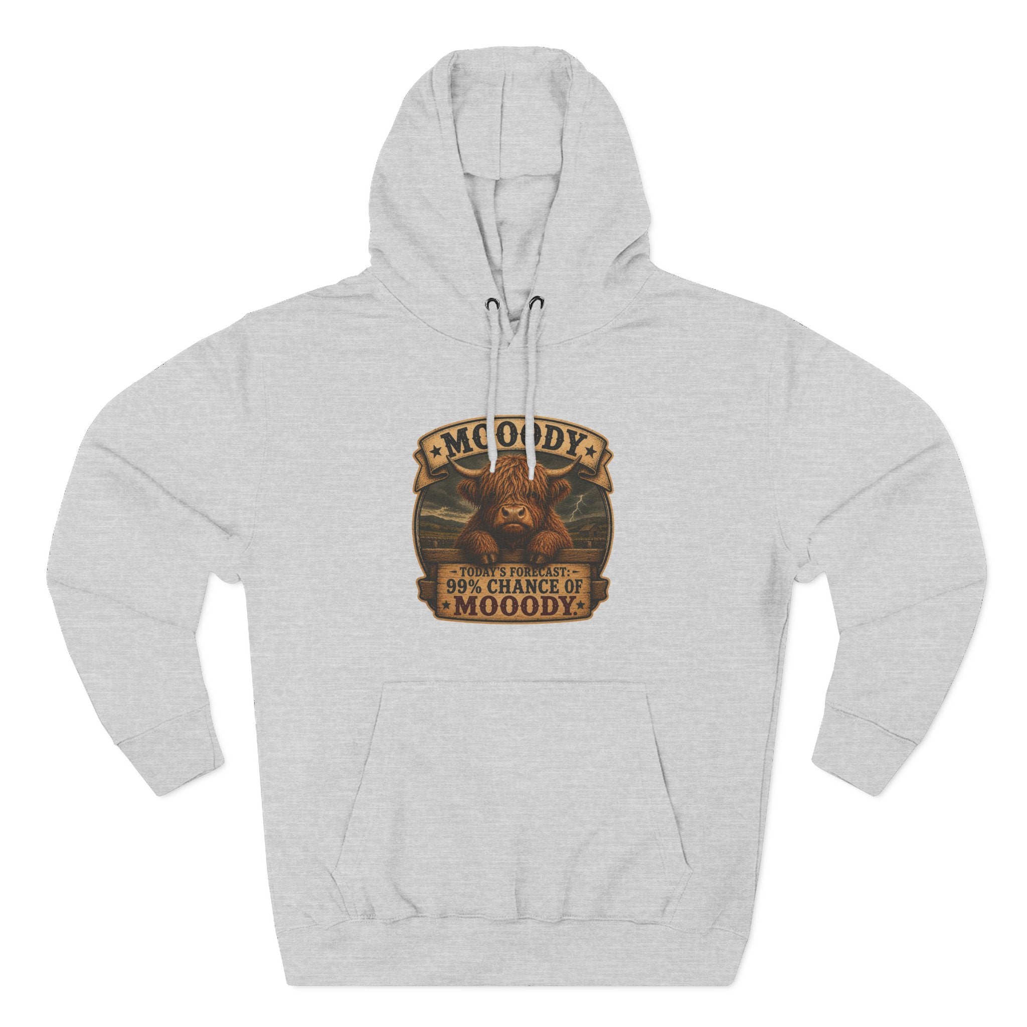 Moody Today's Forecast Highland Cow Three-Panel Fleece Hoodie