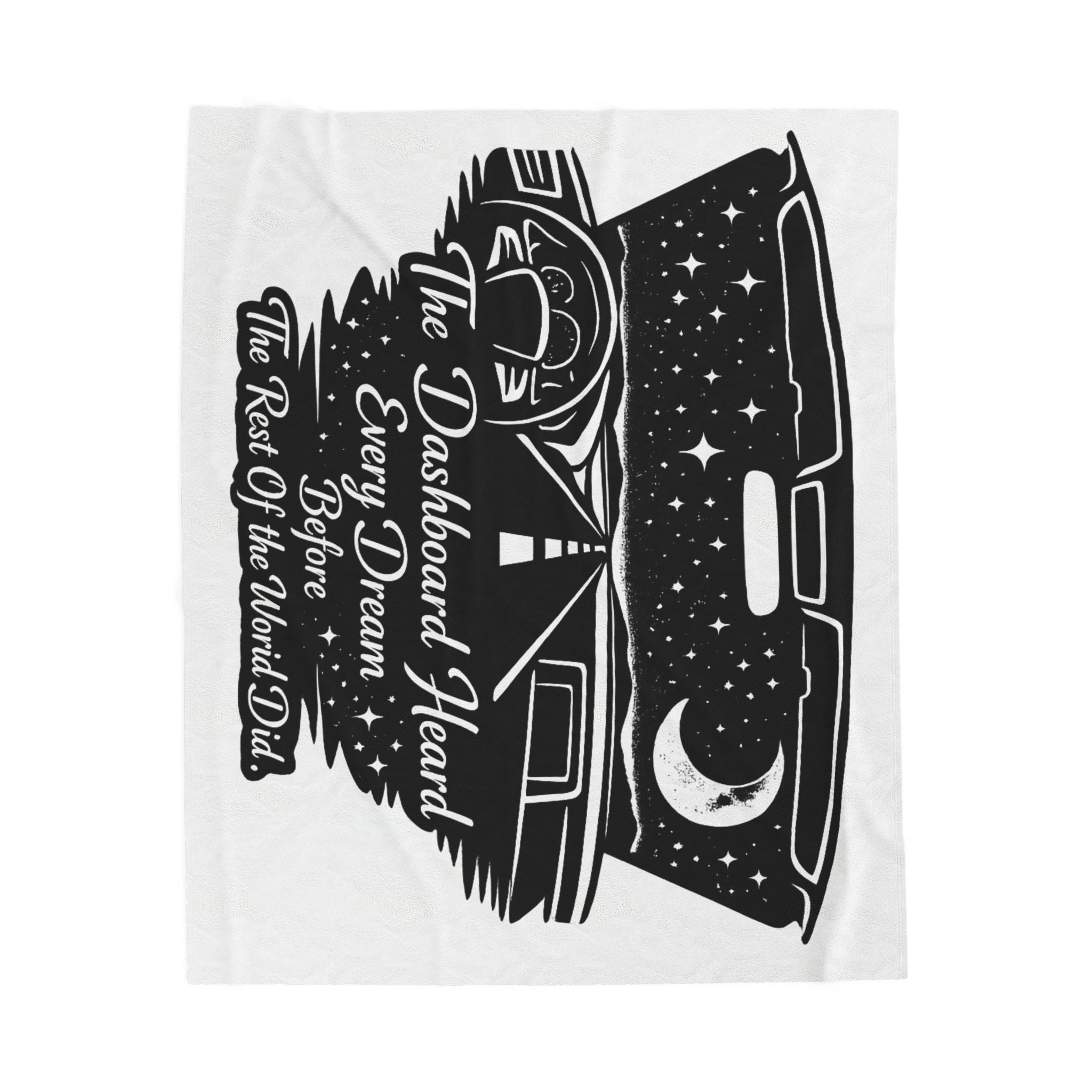 'The Dashboard Heard Every Dream' Retro Camper Moonlight Design - Velveteen Plush Blanket