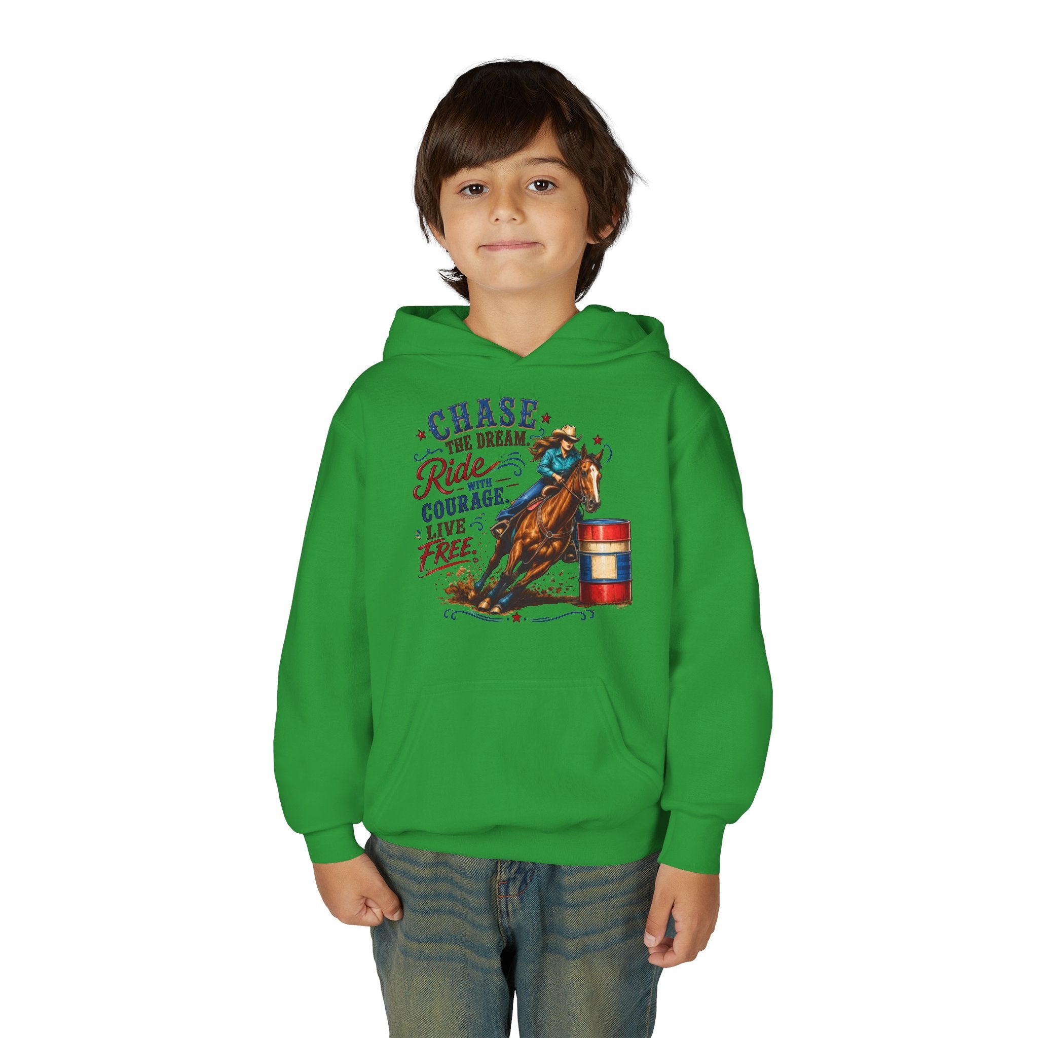 Chase the Dream with Courage Youth Heavy Blend Hooded Sweatshirt