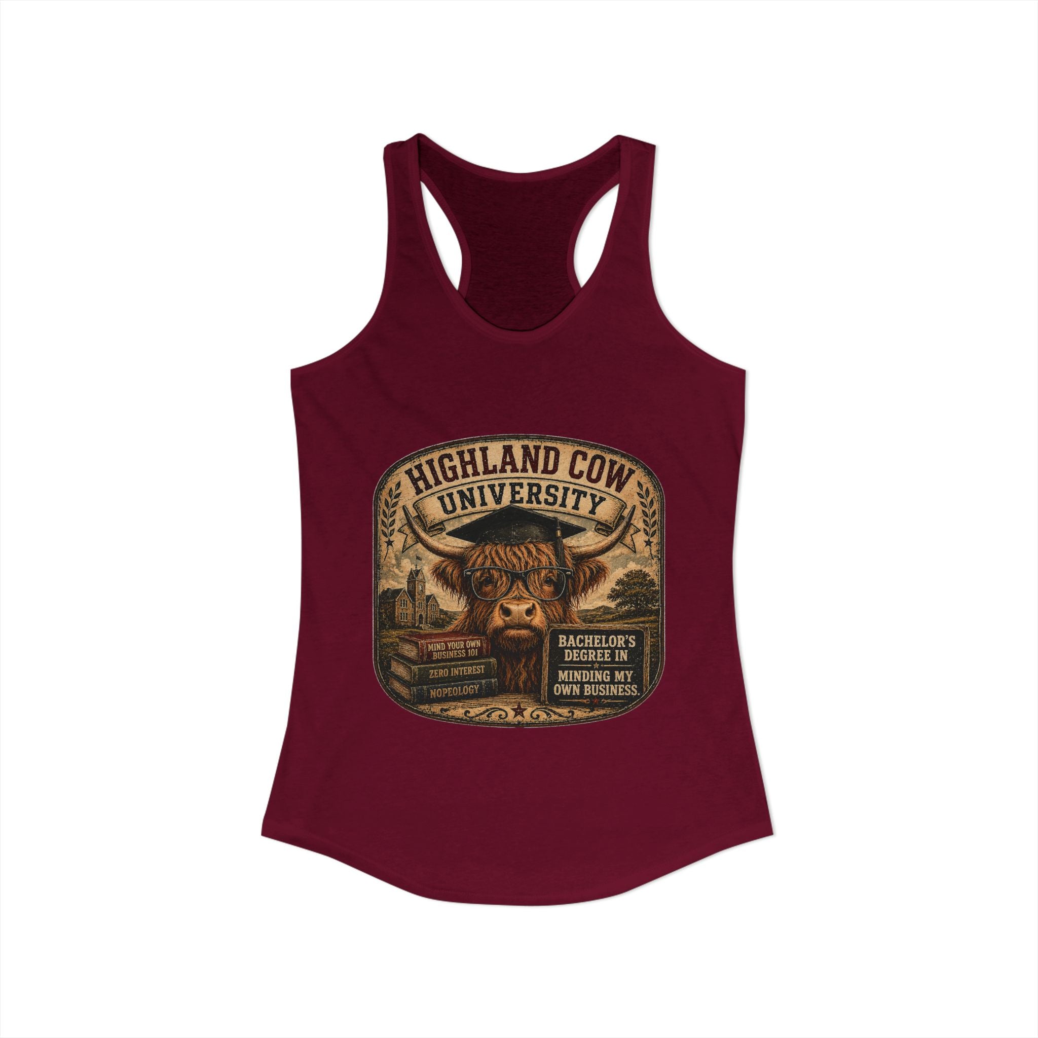 Highland Cow University Women's Ideal Racerback Tank