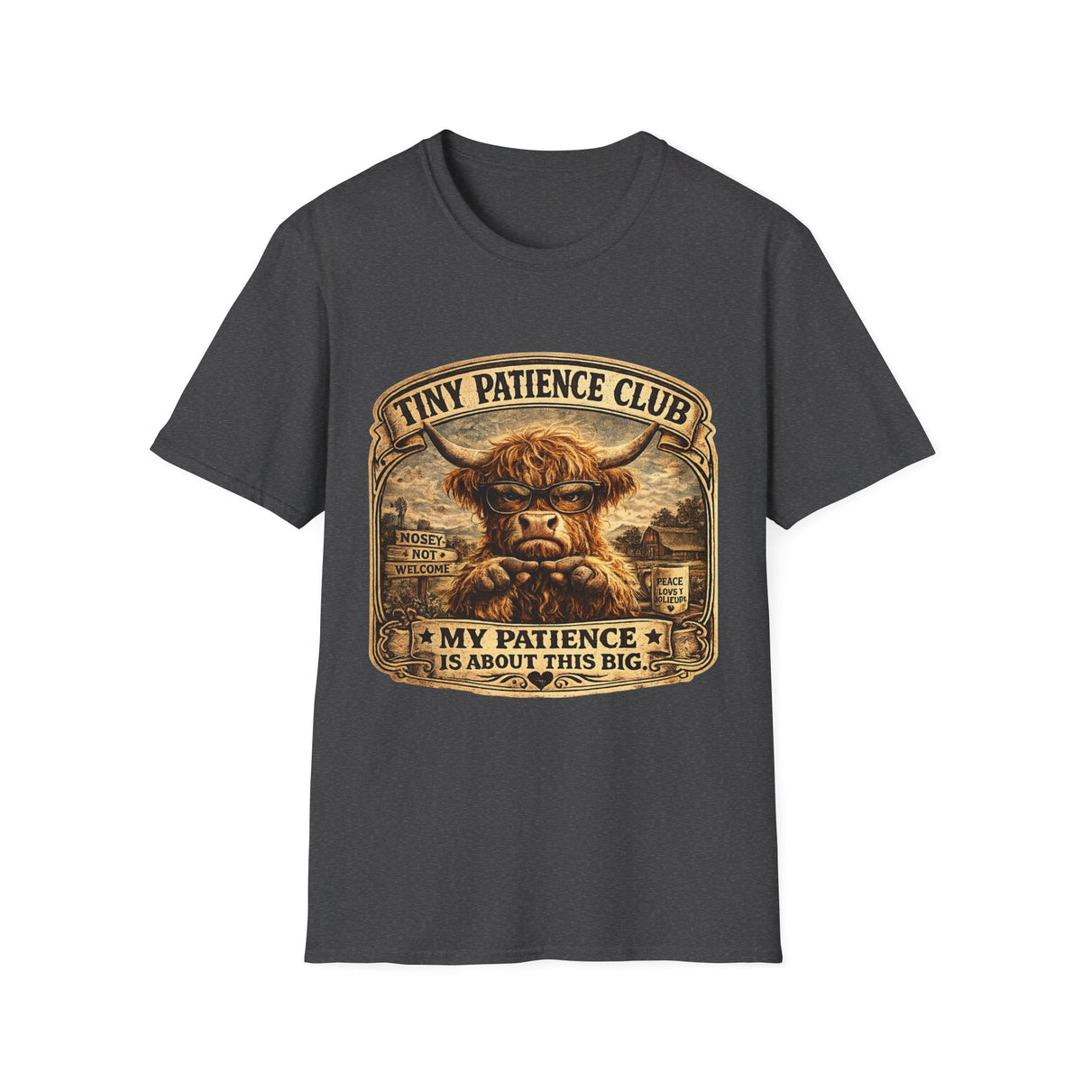 Tiny Patience Club Highland Cow Unisex Softstyle T-Shirt