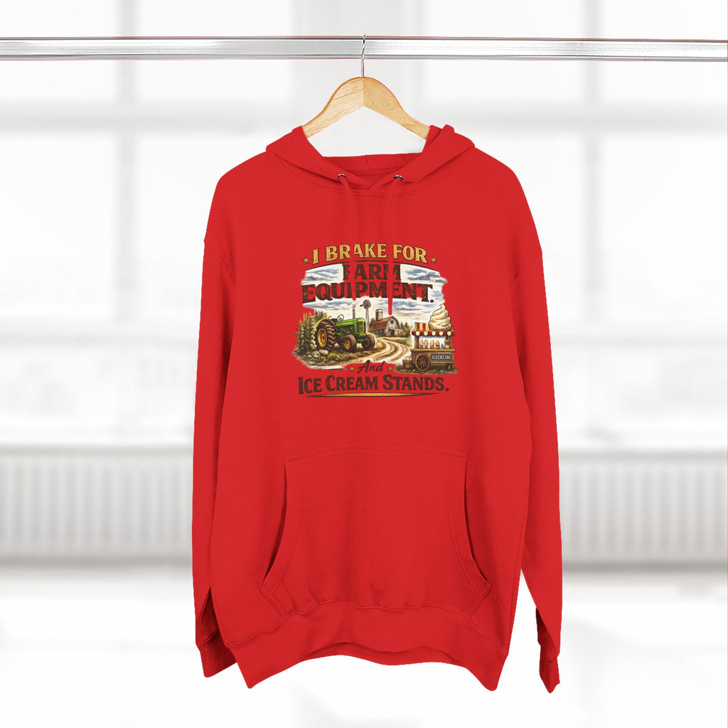 Farm Equipment & Ice Cream Stands Hoodie - Vintage Country Farming Graphic Hoodie