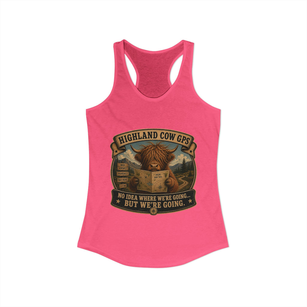 Highland Cow GPS Women's Ideal Racerback Tank