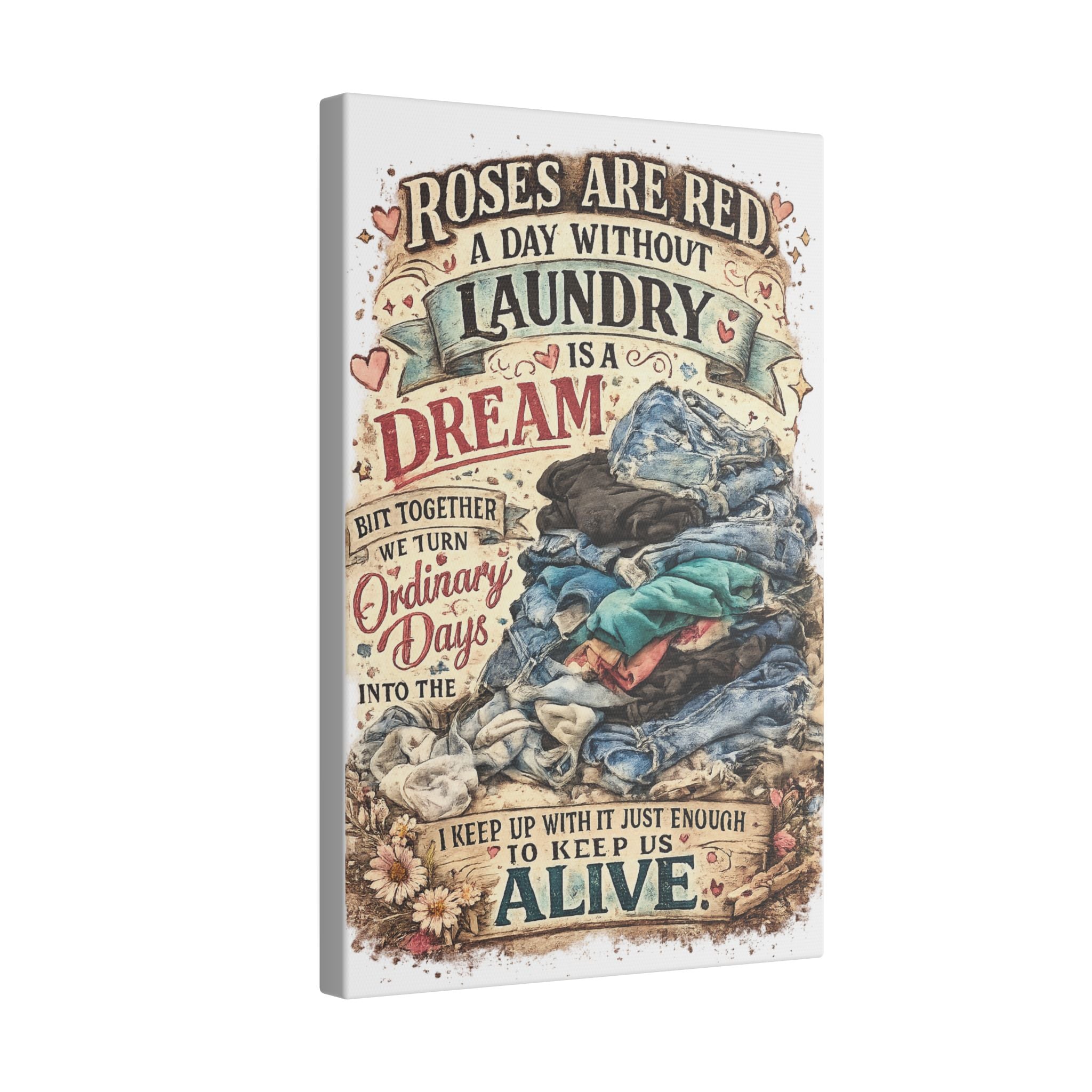 Laundry Wall Art Canvas – “A Day Without Laundry Is a Dream” Vintage Kitchen Decor