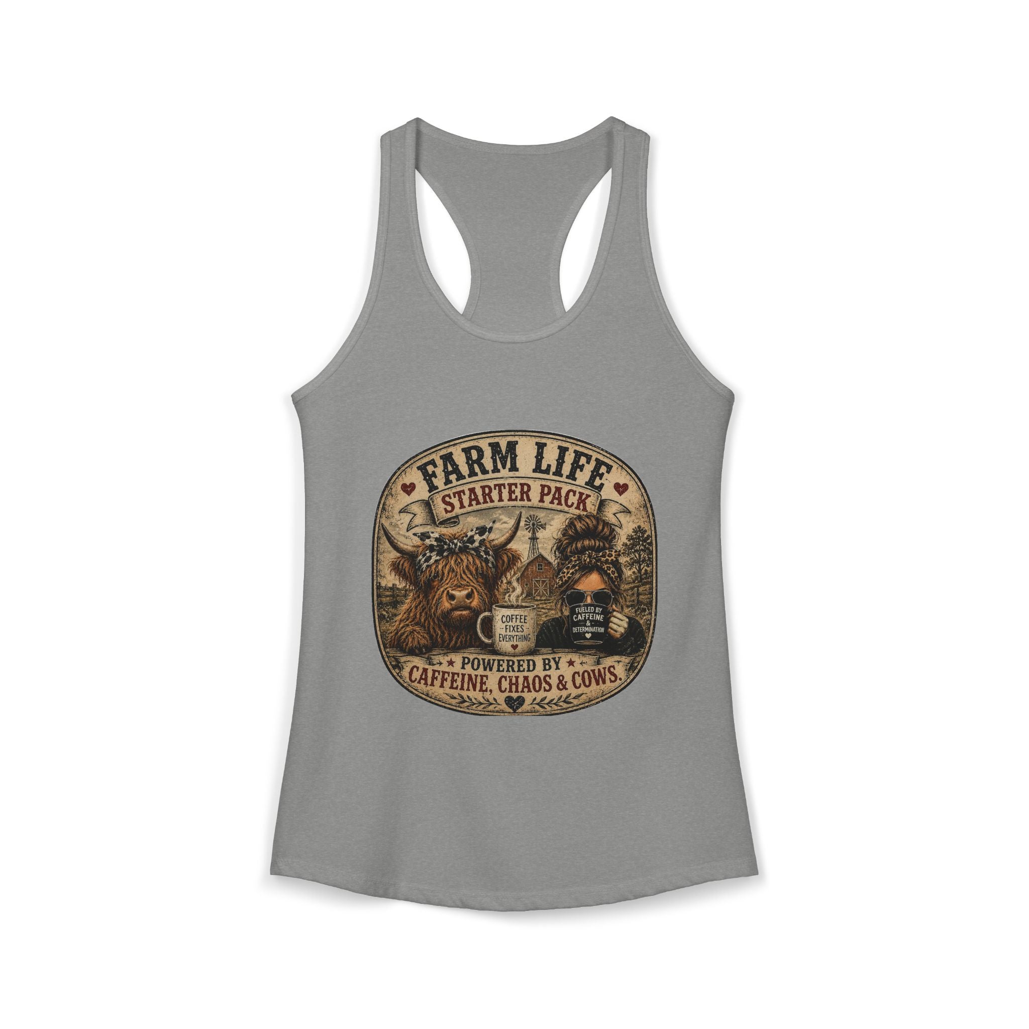 Farm Life Highland Cow Women's Ideal Racerback Tank