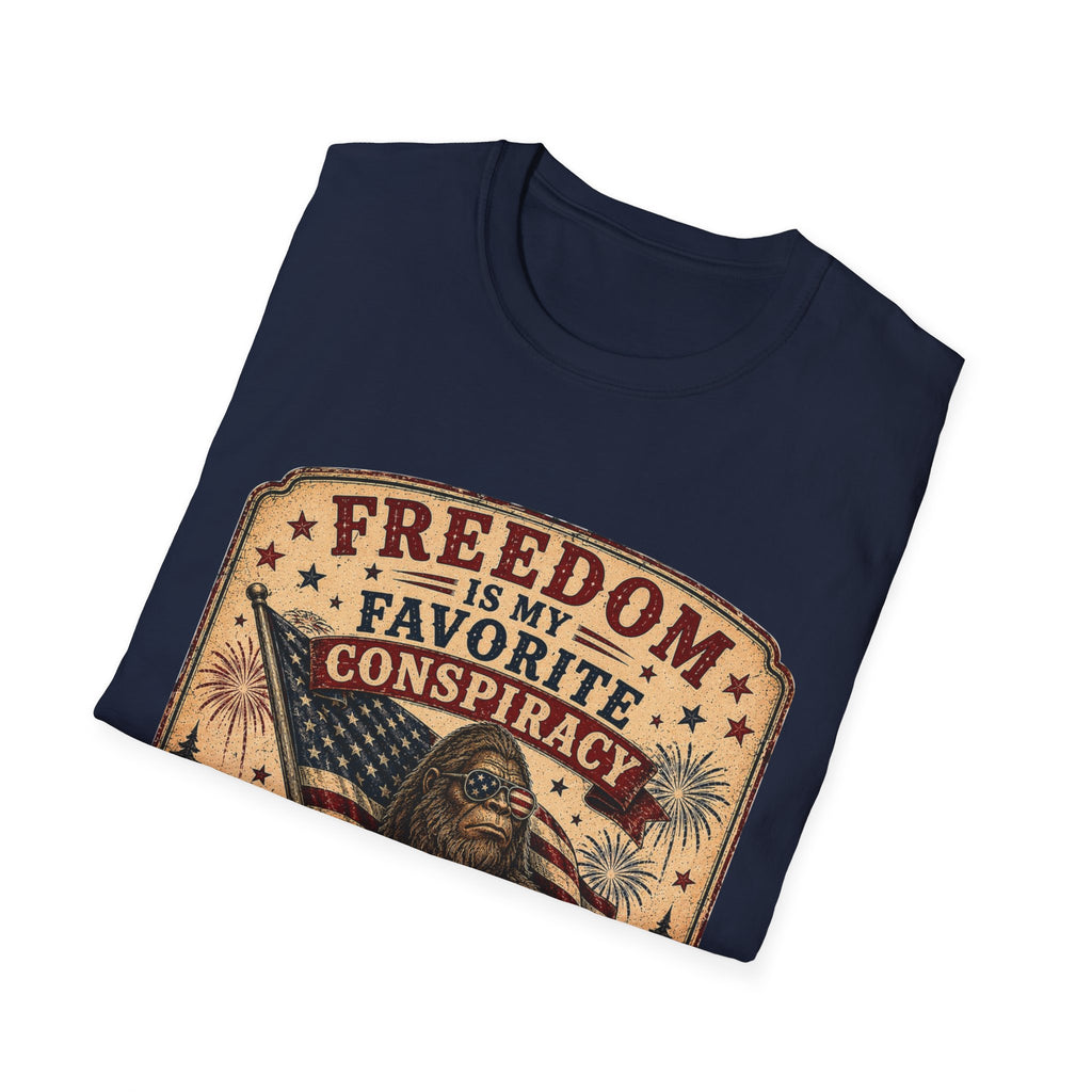 Freedom Is My Favorite Conspiracy T-Shirt — Vintage American Flag Design