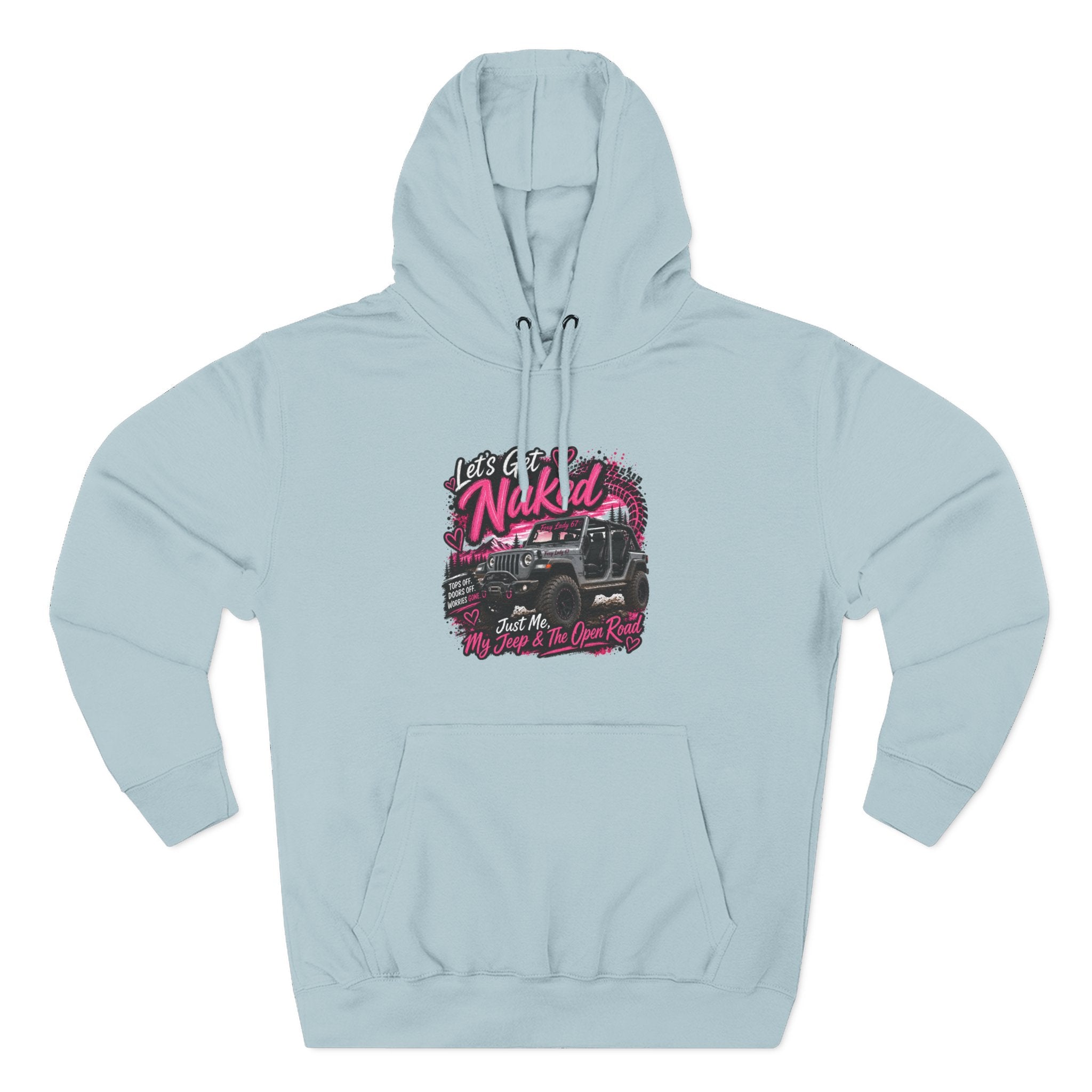 Jeep 'Let's Get Naked' Graphic Hoodie — (Pink) Off-Road Adventure Pullover