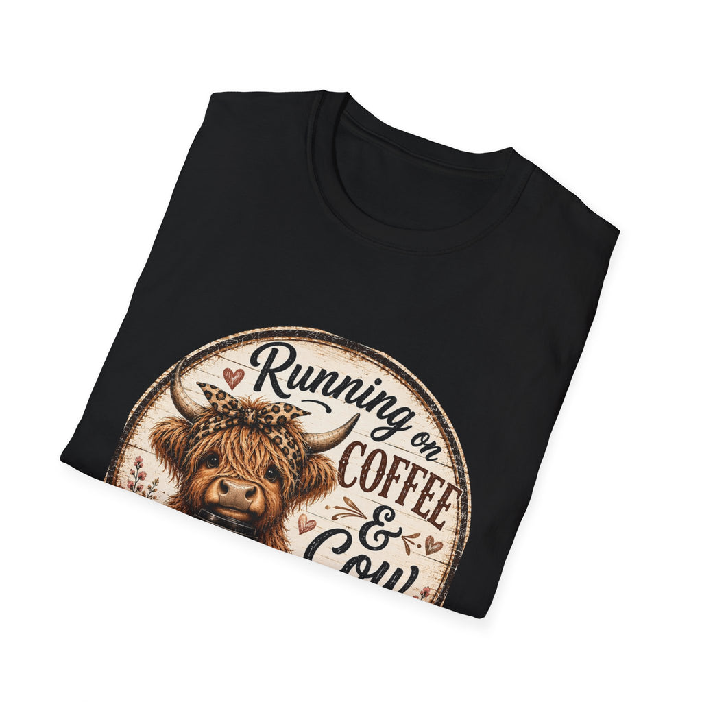 Running on Coffee & Cow Kisses - Unisex Softstyle T-Shirt